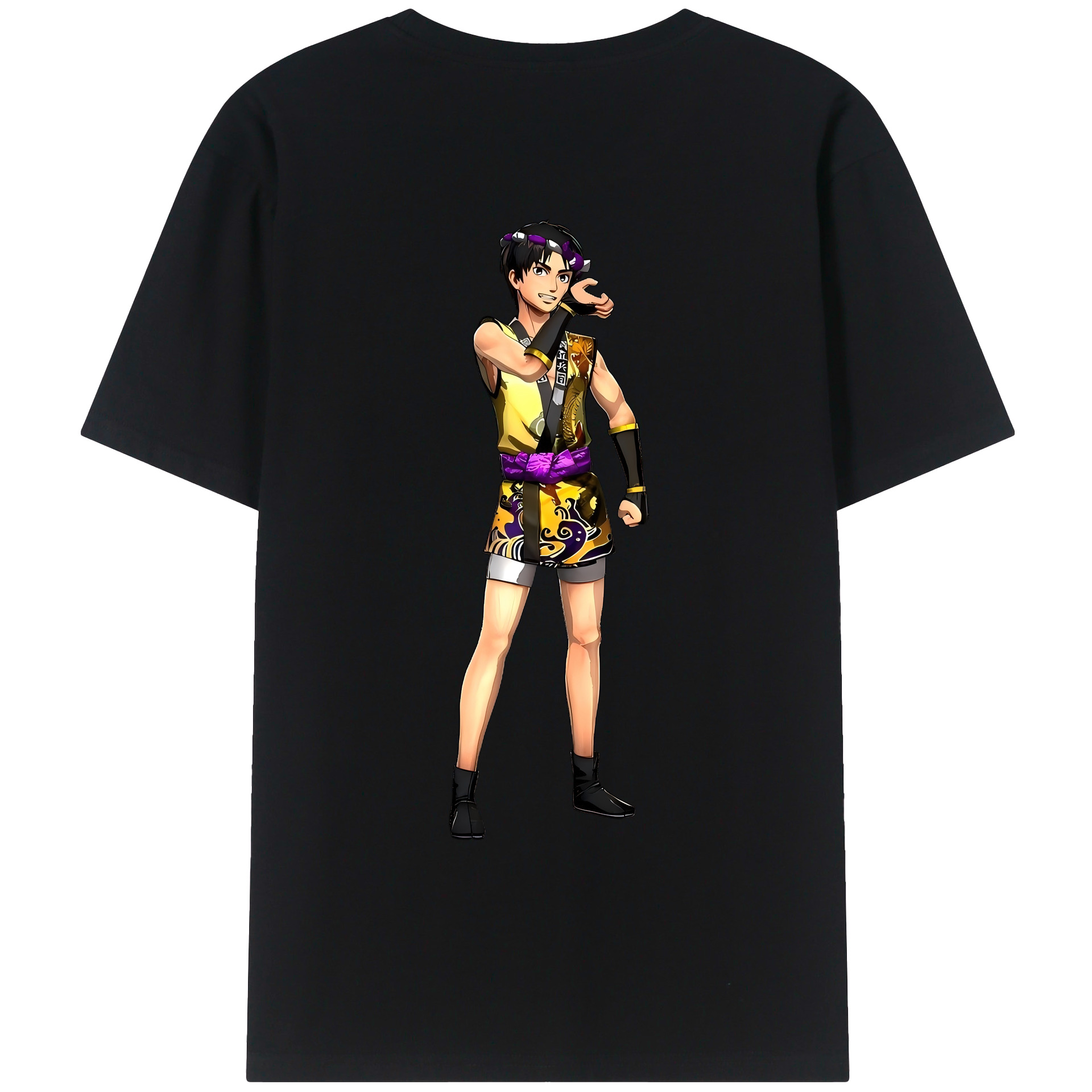 （画像用） 進撃の巨人 リヴァイ·アッカーマン Attack on Titan Levi Ackerman 綿100％ メンズ半袖Tシャツ（バックプリント） 通気性