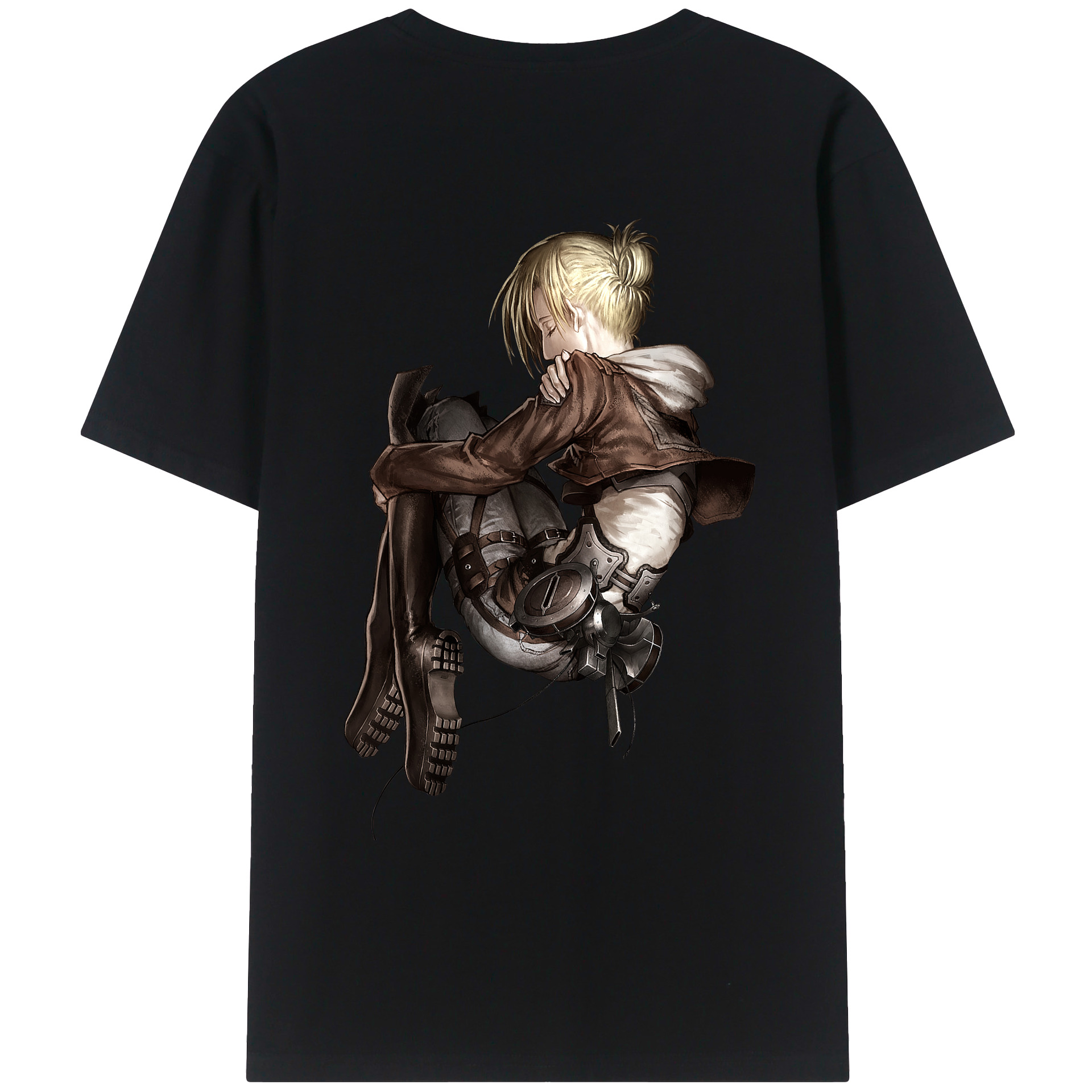 （画像用） 進撃の巨人 アニ・レオンハート Attack on Titan Annie Leonhart 綿100％ メンズ半袖Tシャツ（バックプリント） 通気性