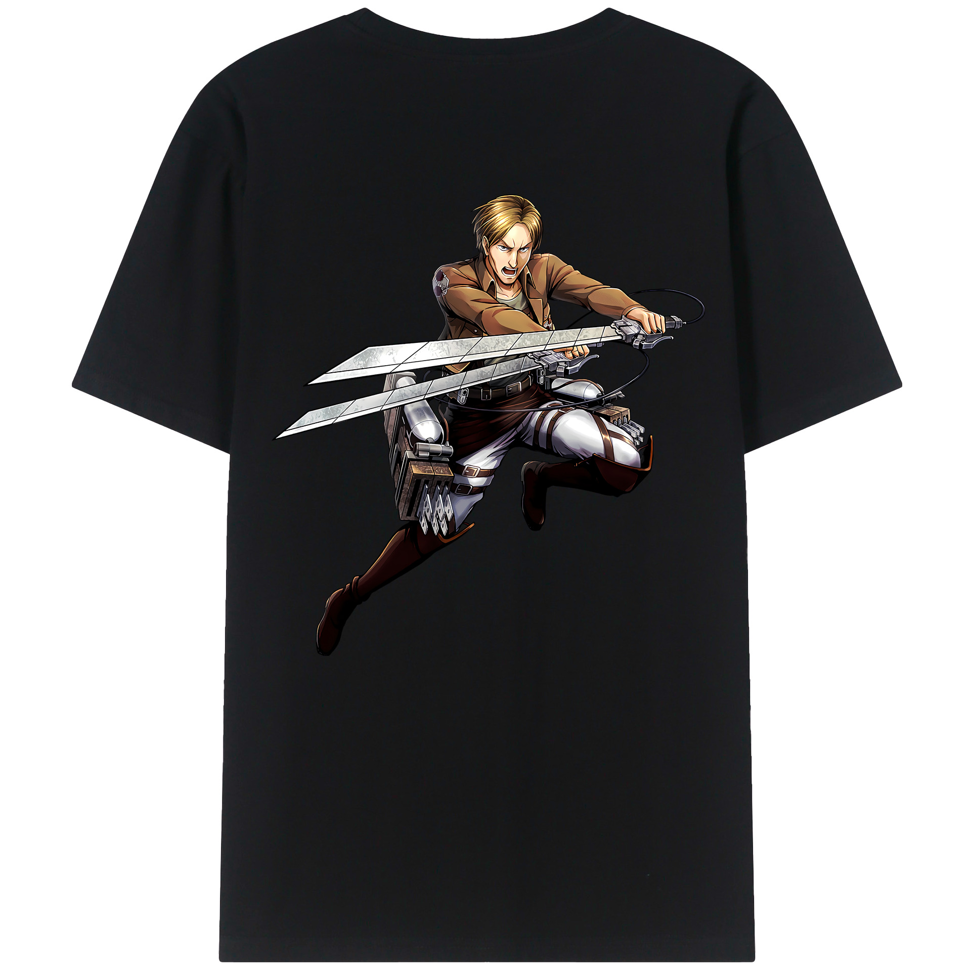 （画像用） 進撃の巨人 Attack on Titan 綿100％ メンズ半袖Tシャツ（バックプリント） 通気性