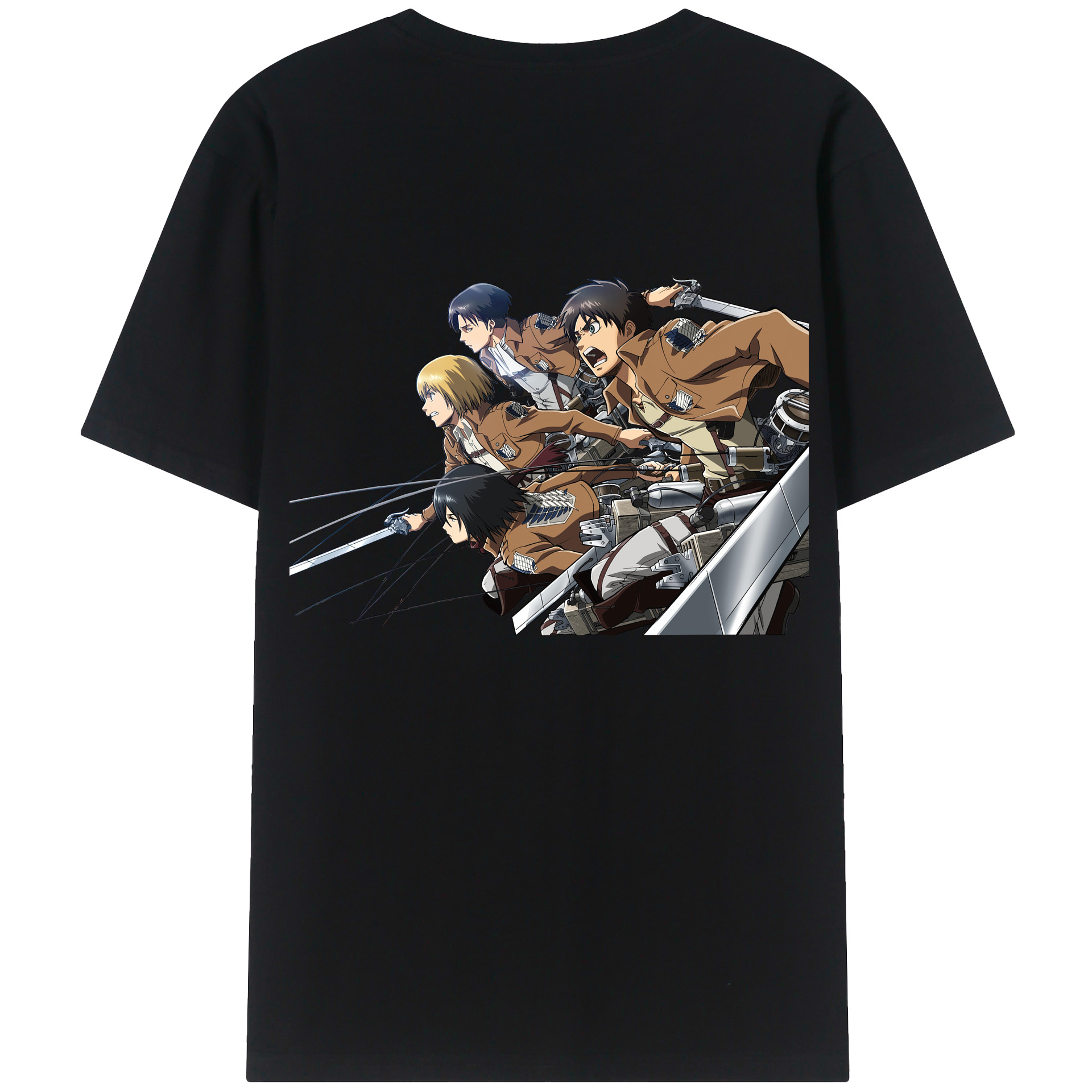 （画像用） 進撃の巨人 Attack on Titan 綿100％ メンズ半袖Tシャツ（バックプリント） 通気性