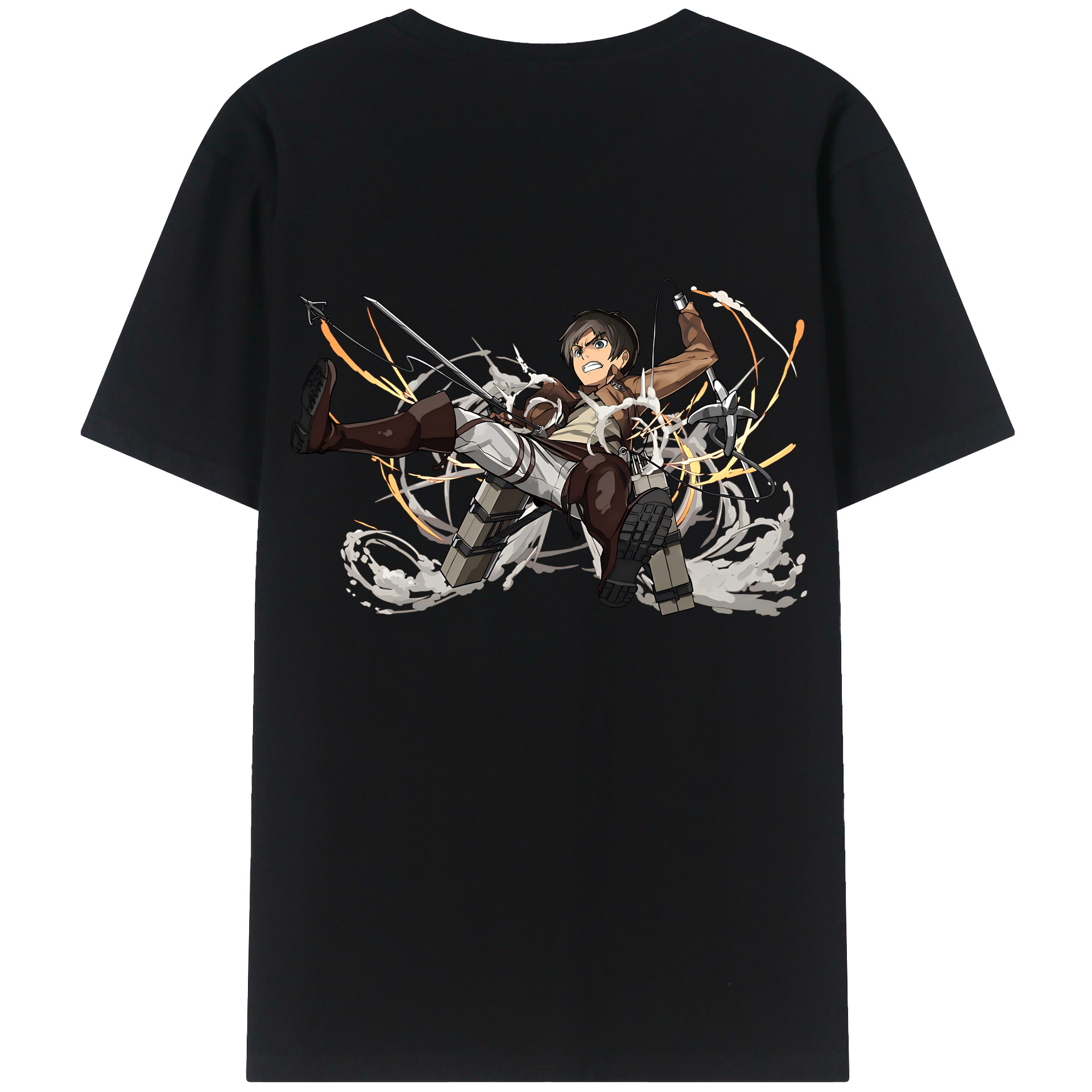 （画像用） 進撃の巨人 エレン･イェーガー Attack on Titan Eren Jäger 綿100％ メンズ半袖Tシャツ（バックプリント） 通気性