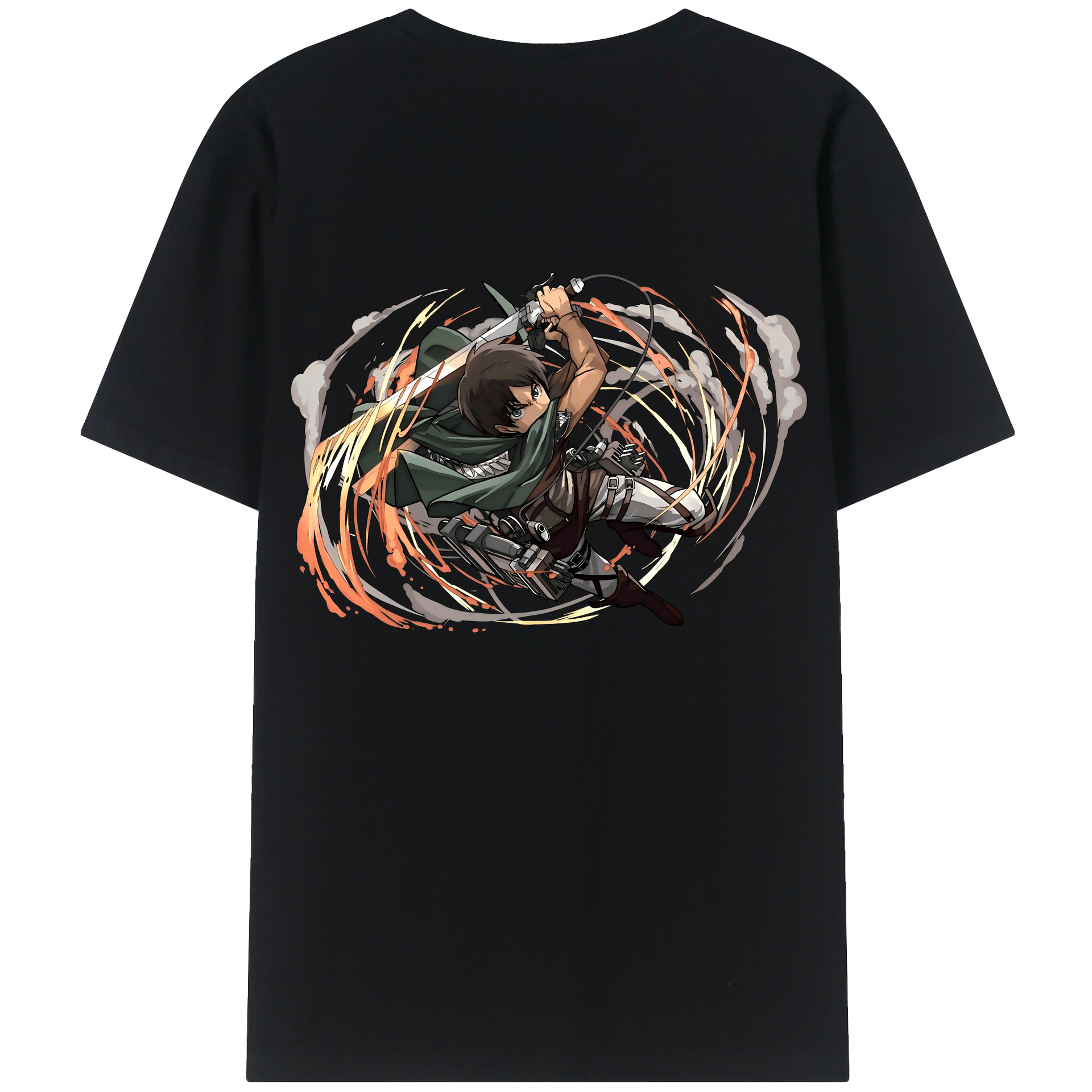 （画像用） 進撃の巨人 エレン･イェーガー Attack on Titan Eren Jäger 綿100％ メンズ半袖Tシャツ（バックプリント） 通気性