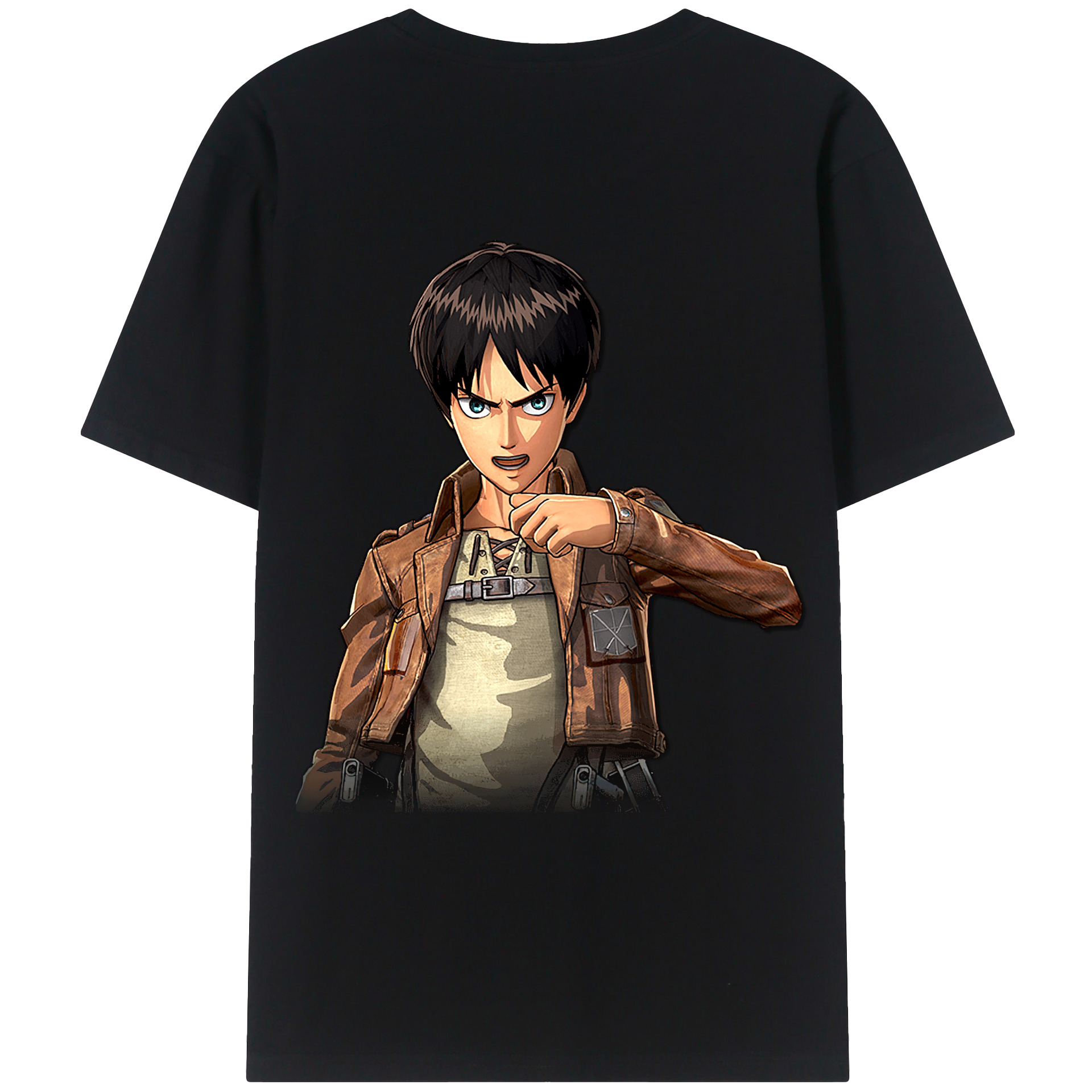 （画像用） 進撃の巨人 エレン･イェーガー Attack on Titan Eren Jäger 綿100％ メンズ半袖Tシャツ（バックプリント） 通気性