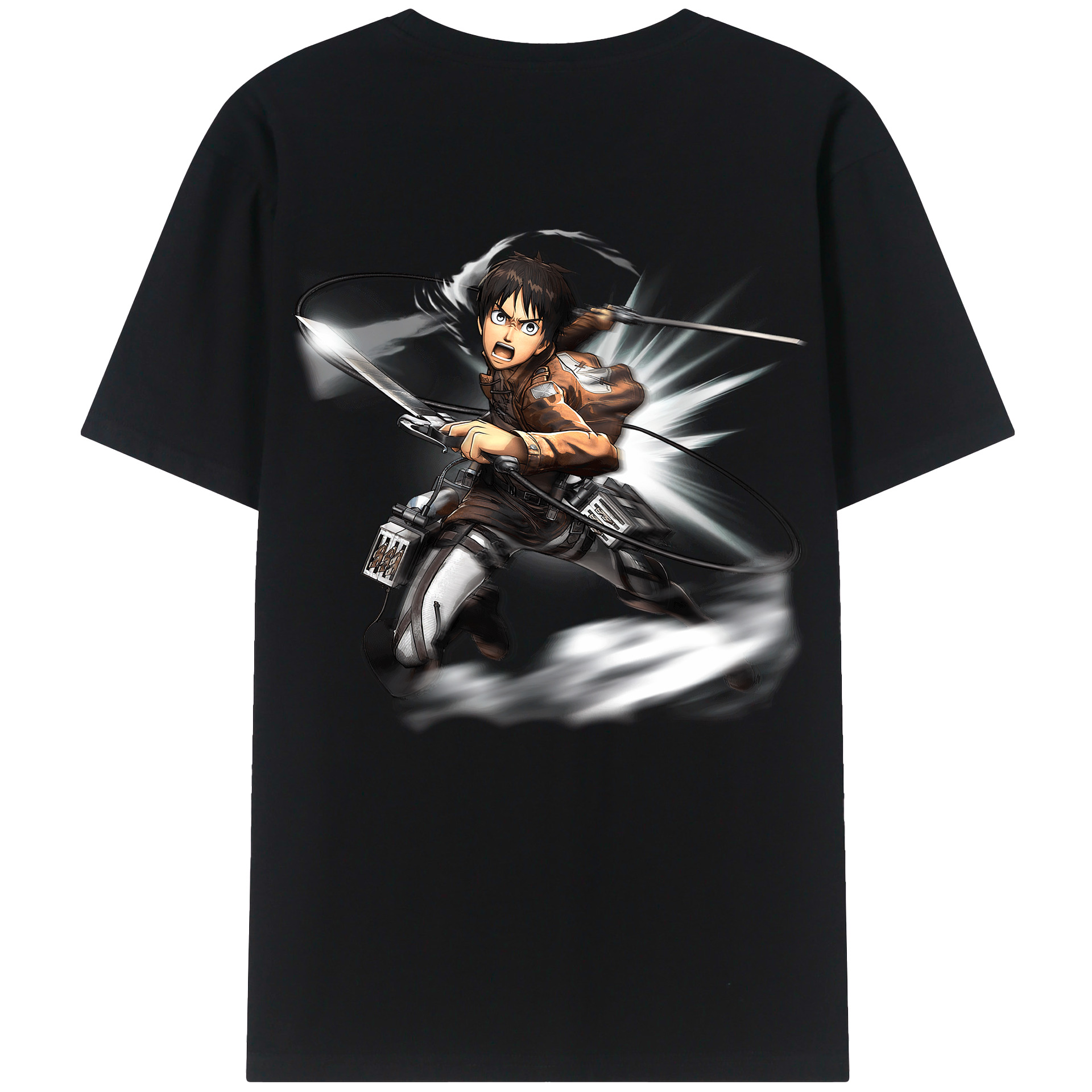 （画像用） 進撃の巨人 エレン･イェーガー Attack on Titan Eren Jäger 綿100％ メンズ半袖Tシャツ（バックプリント） 通気性