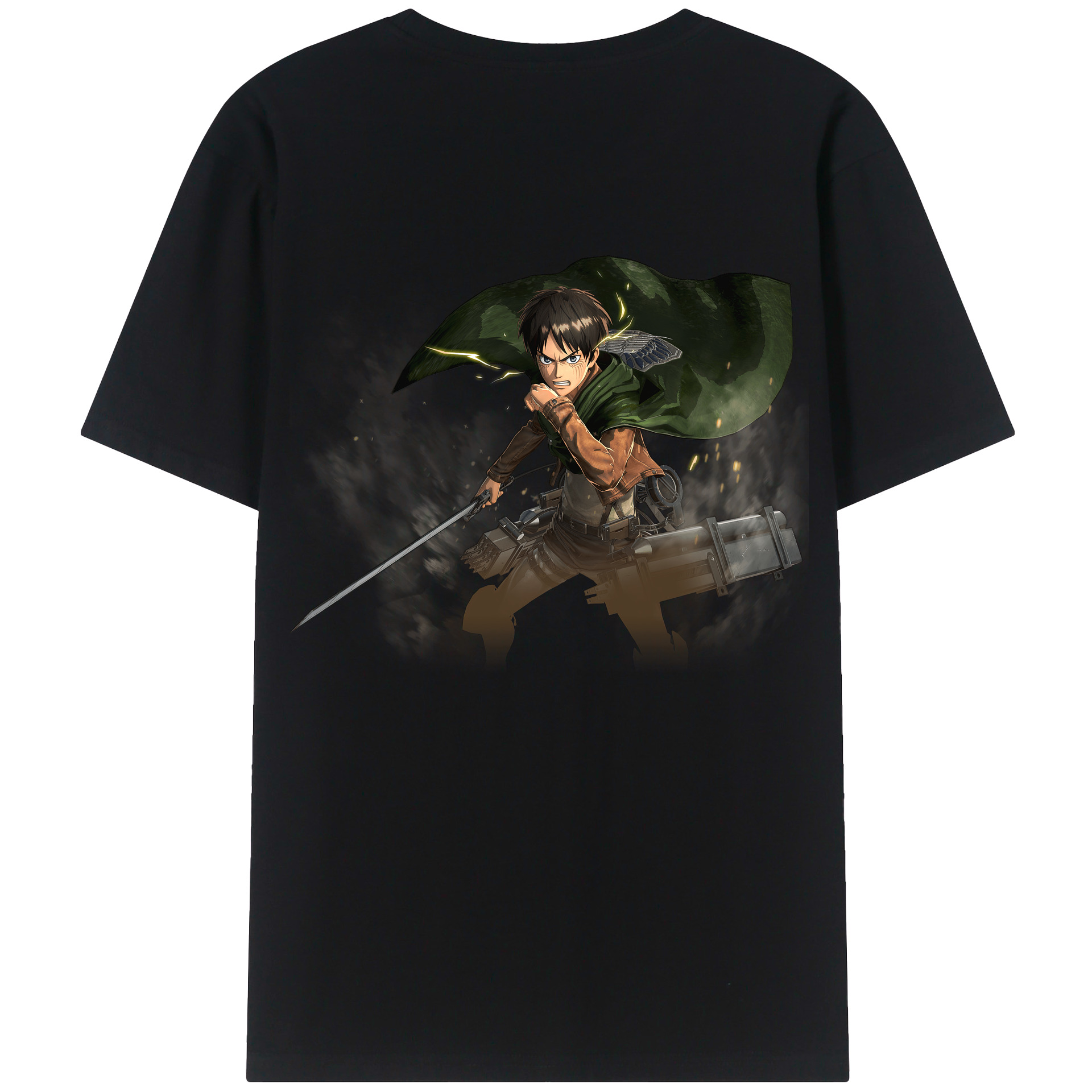 （画像用） 進撃の巨人 エレン･イェーガー Attack on Titan Eren Jäger 綿100％ メンズ半袖Tシャツ（バックプリント） 通気性