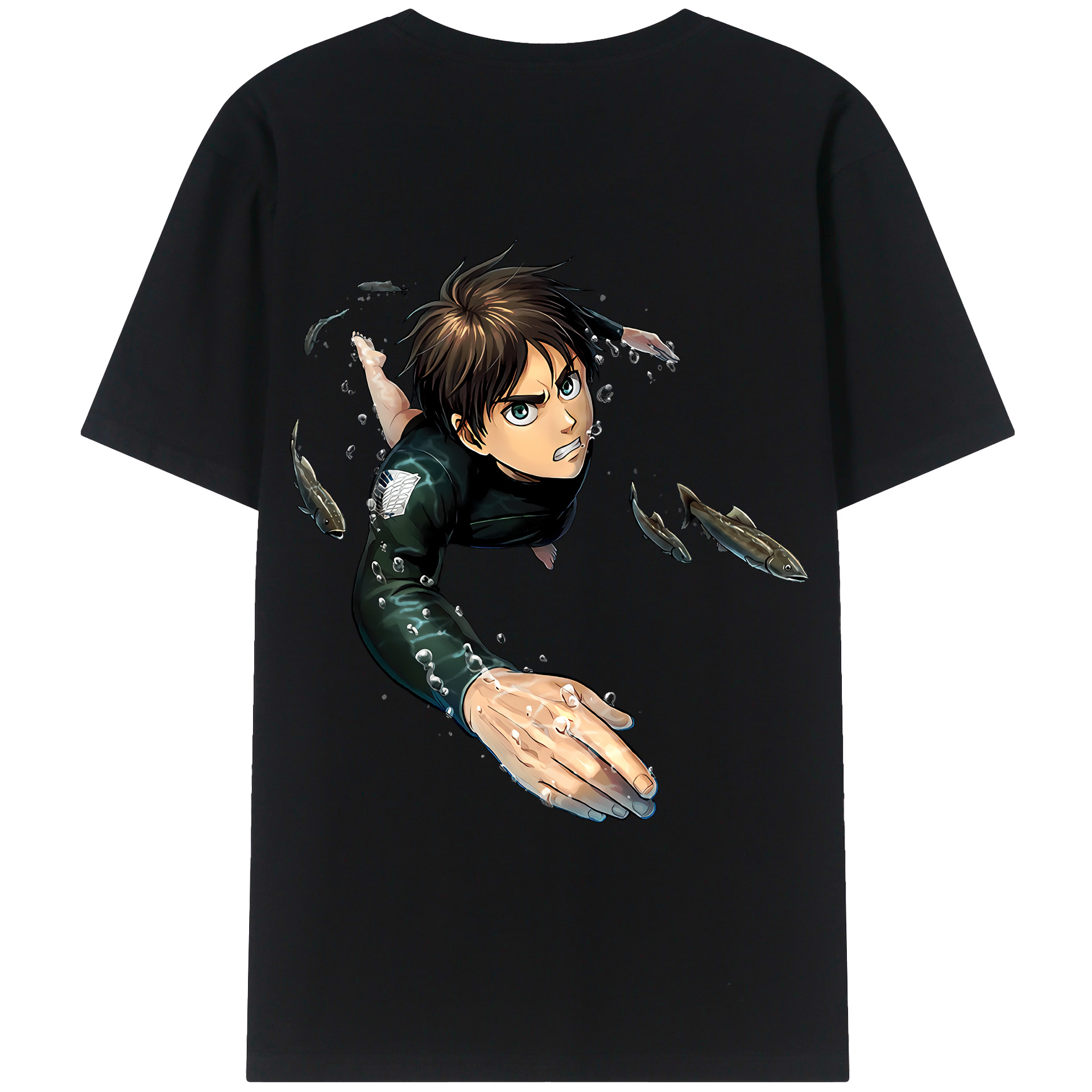（画像用） 進撃の巨人 エレン･イェーガー Attack on Titan Eren Jäger 綿100％ メンズ半袖Tシャツ（バックプリント） 通気性