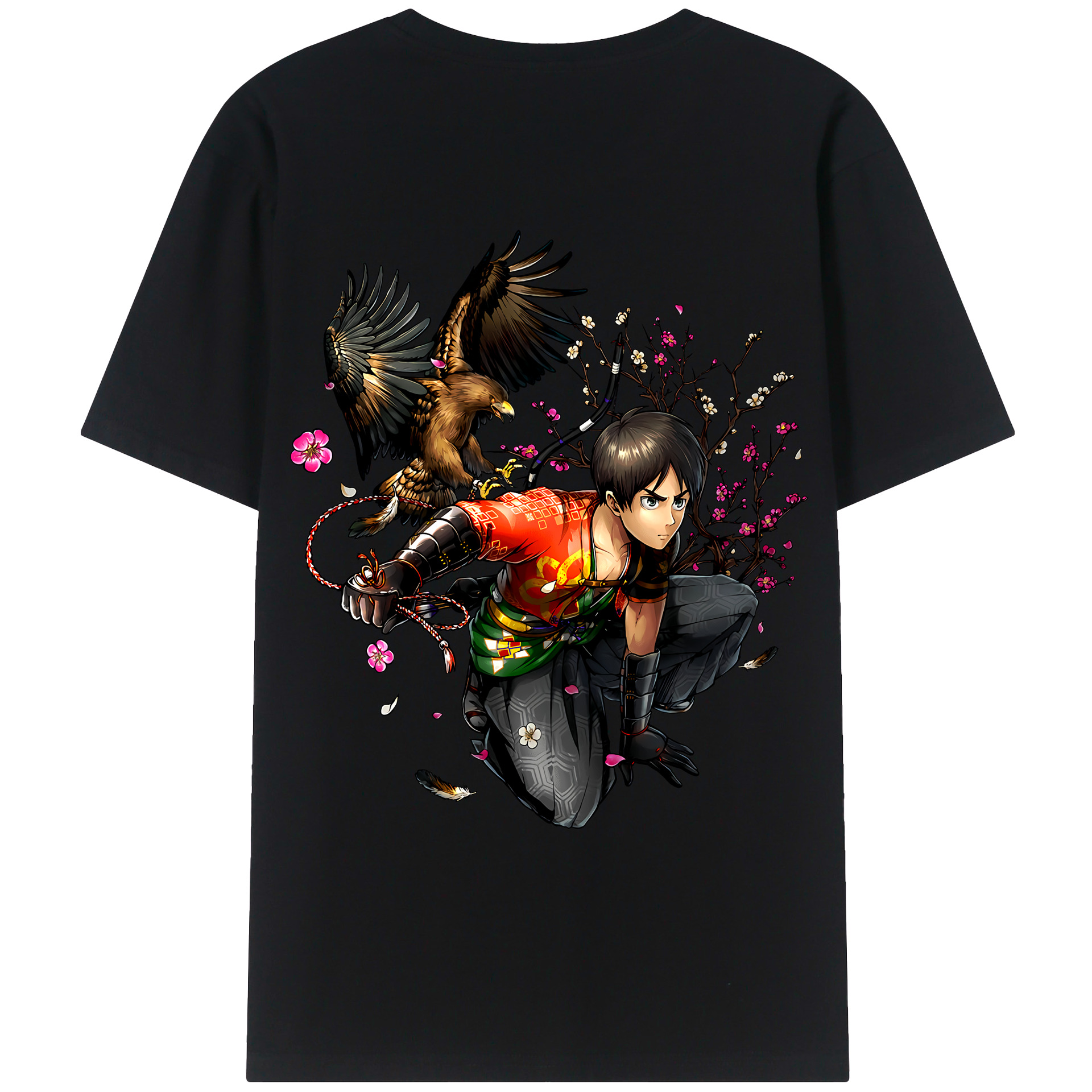 （画像用） 進撃の巨人 エレン･イェーガー Attack on Titan Eren Jäger 綿100％ メンズ半袖Tシャツ（バックプリント） 通気性