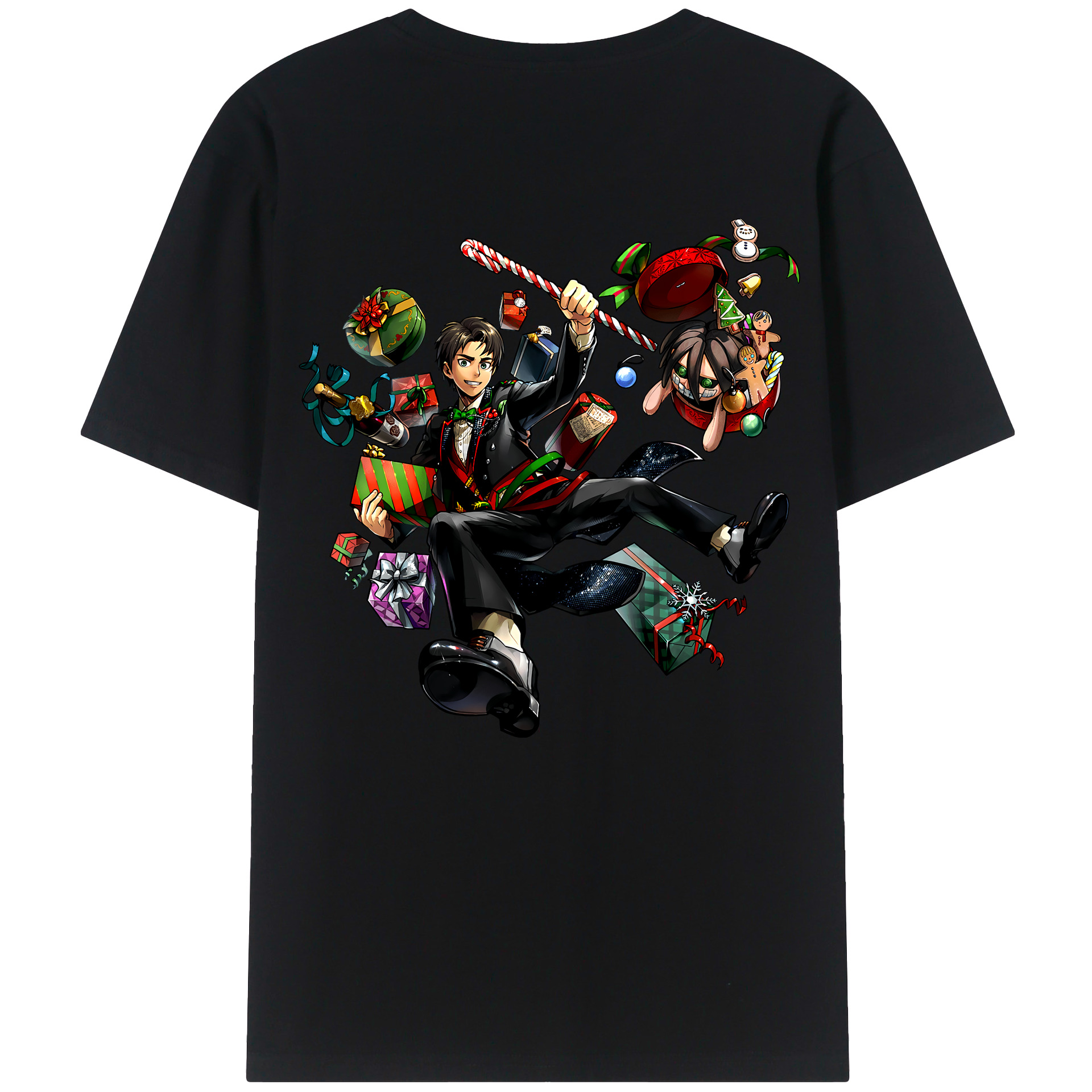 （画像用） 進撃の巨人 エレン･イェーガー Attack on Titan Eren Jäger 綿100％ メンズ半袖Tシャツ（バックプリント） 通気性