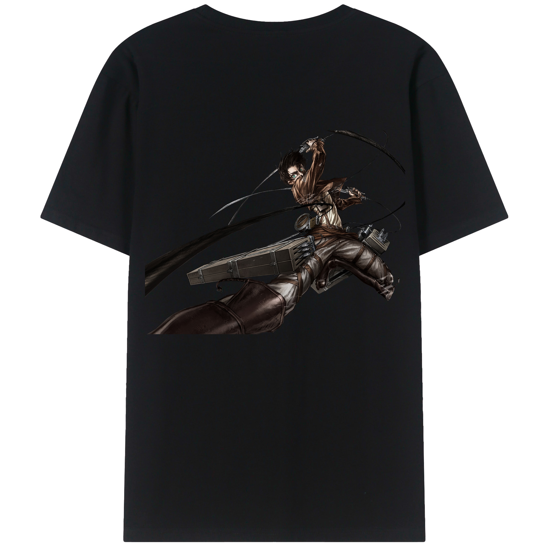 （画像用） 進撃の巨人 エレン･イェーガー Attack on Titan Eren Jäger 綿100％ メンズ半袖Tシャツ（バックプリント） 通気性