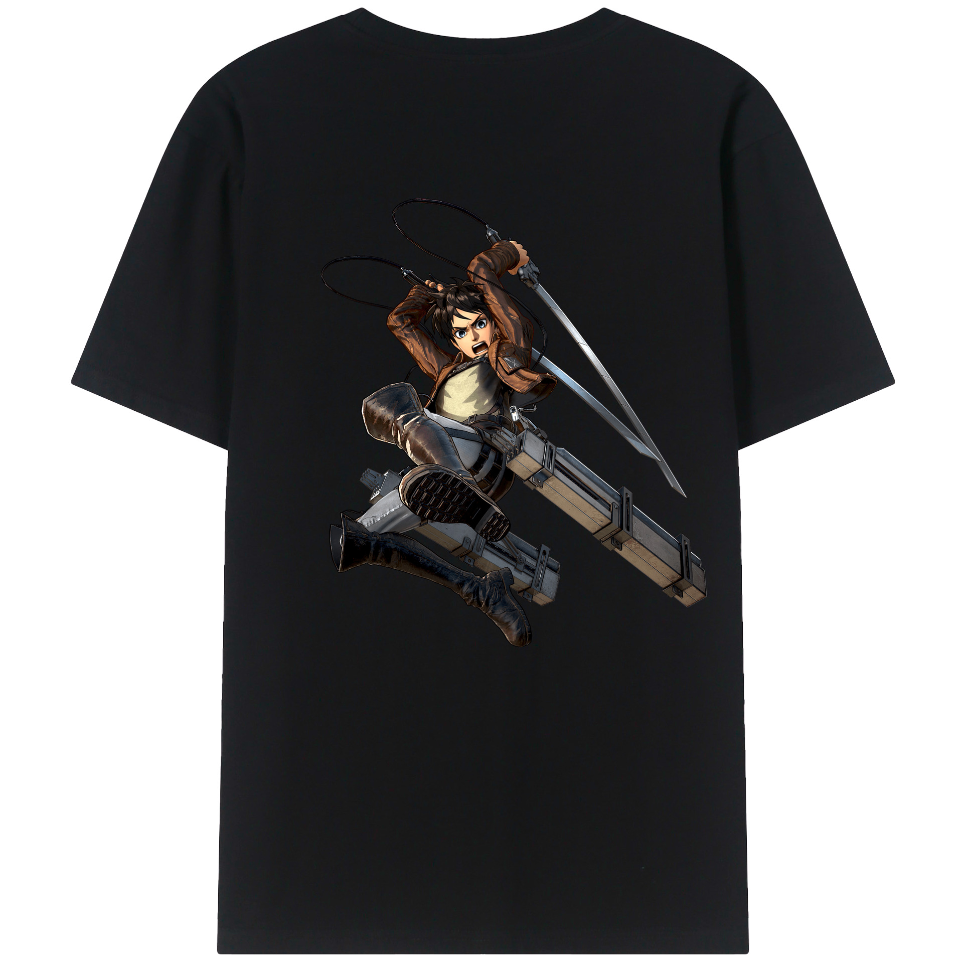 （画像用） 進撃の巨人 エレン･イェーガー Attack on Titan Eren Jäger 綿100％ メンズ半袖Tシャツ（バックプリント） 通気性