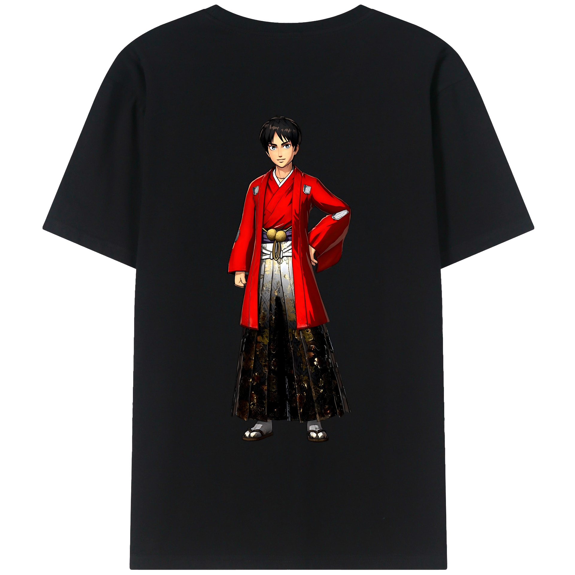 （画像用） 進撃の巨人 エレン･イェーガー Attack on Titan Eren Jäger 綿100％ メンズ半袖Tシャツ（バックプリント） 通気性