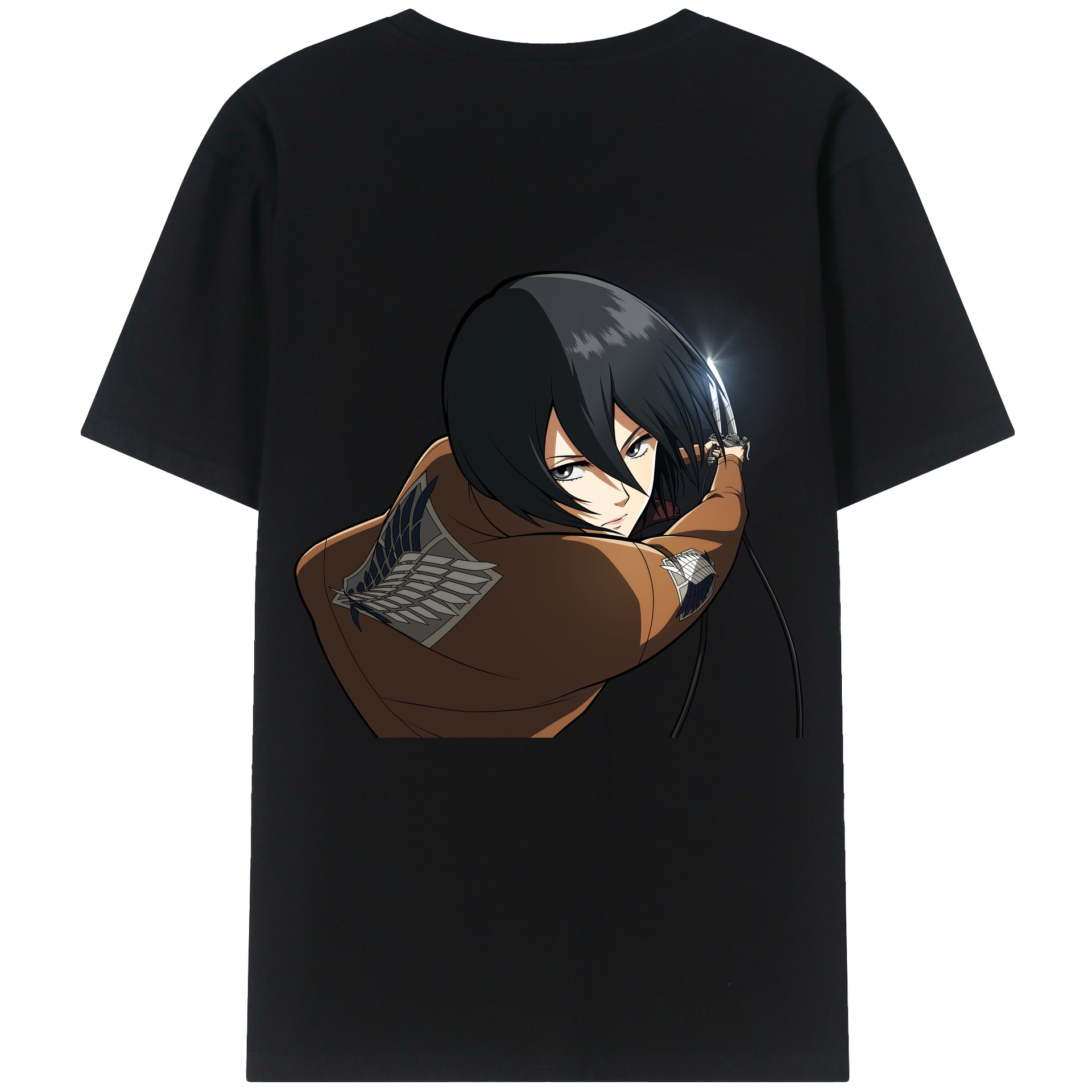 （画像用） 進撃の巨人 ミカサ·アッカーマン Attack on Titan Mikasa Ackerman 綿100％ メンズ半袖Tシャツ（バックプリント） 通気性