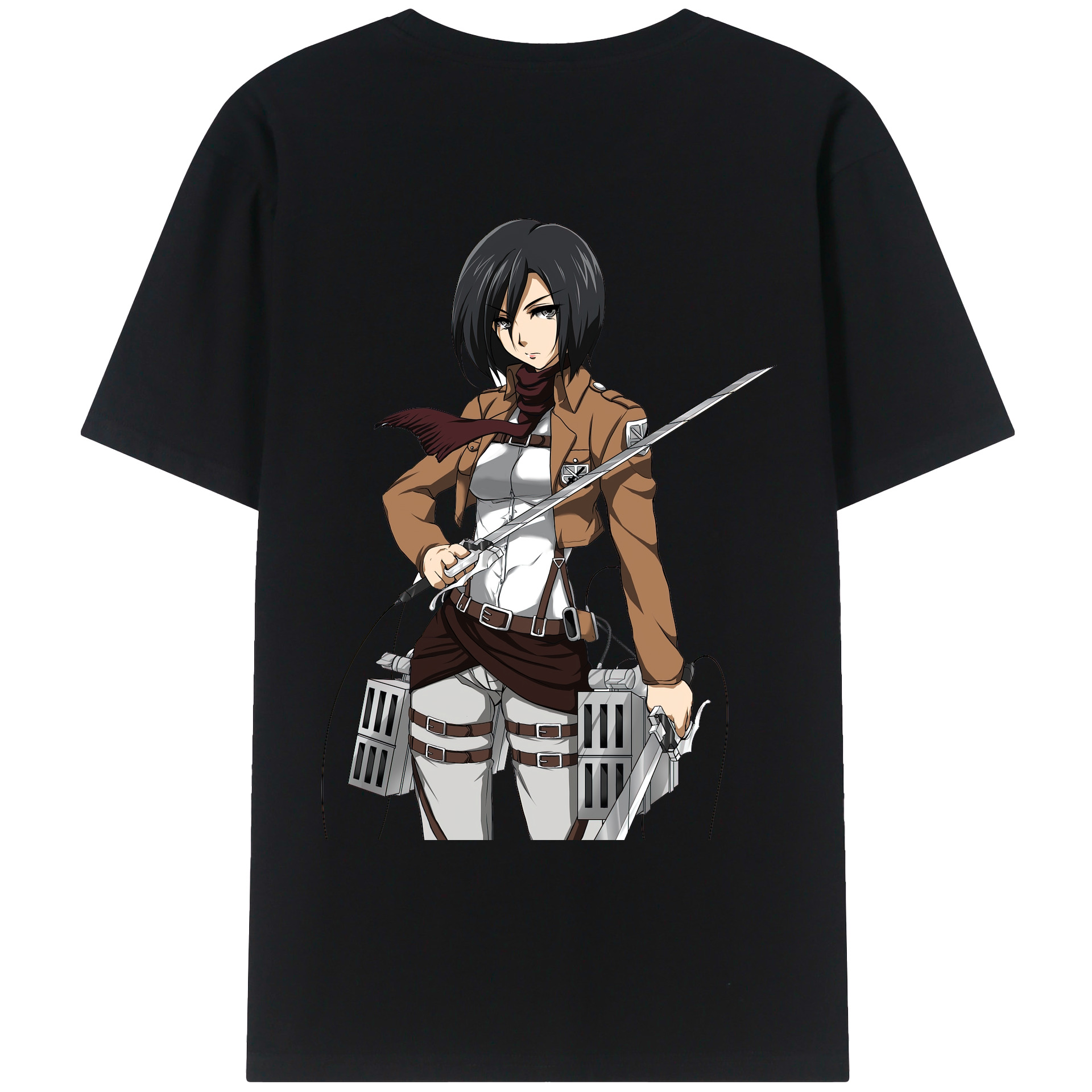 （画像用） 進撃の巨人 ミカサ·アッカーマン Attack on Titan Mikasa Ackerman 綿100％ メンズ半袖Tシャツ（バックプリント） 通気性