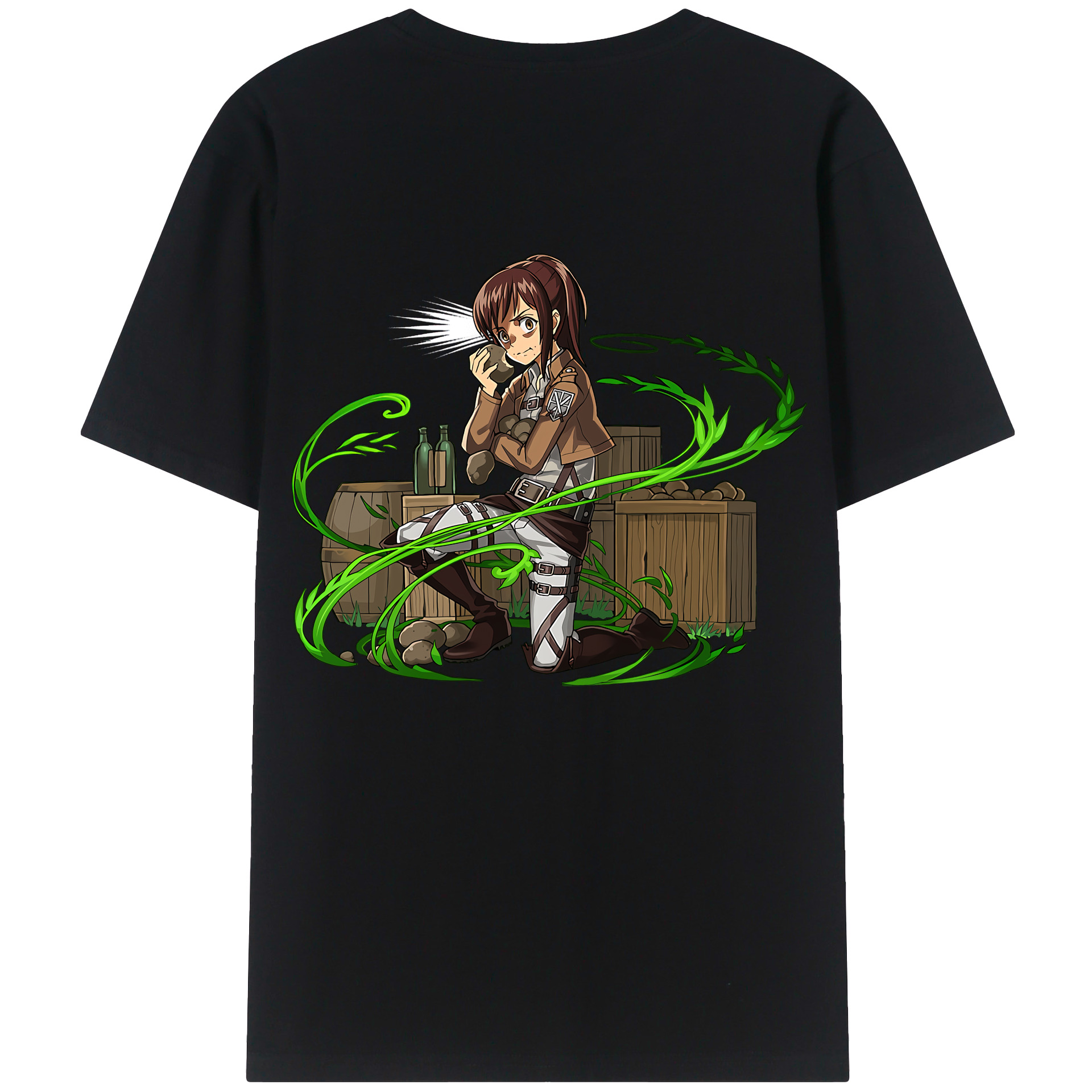 （画像用） 進撃の巨人 サシャ·ブラウス Attack on Titan Sasha Blaus 綿100％ メンズ半袖Tシャツ（バックプリント） 通気性