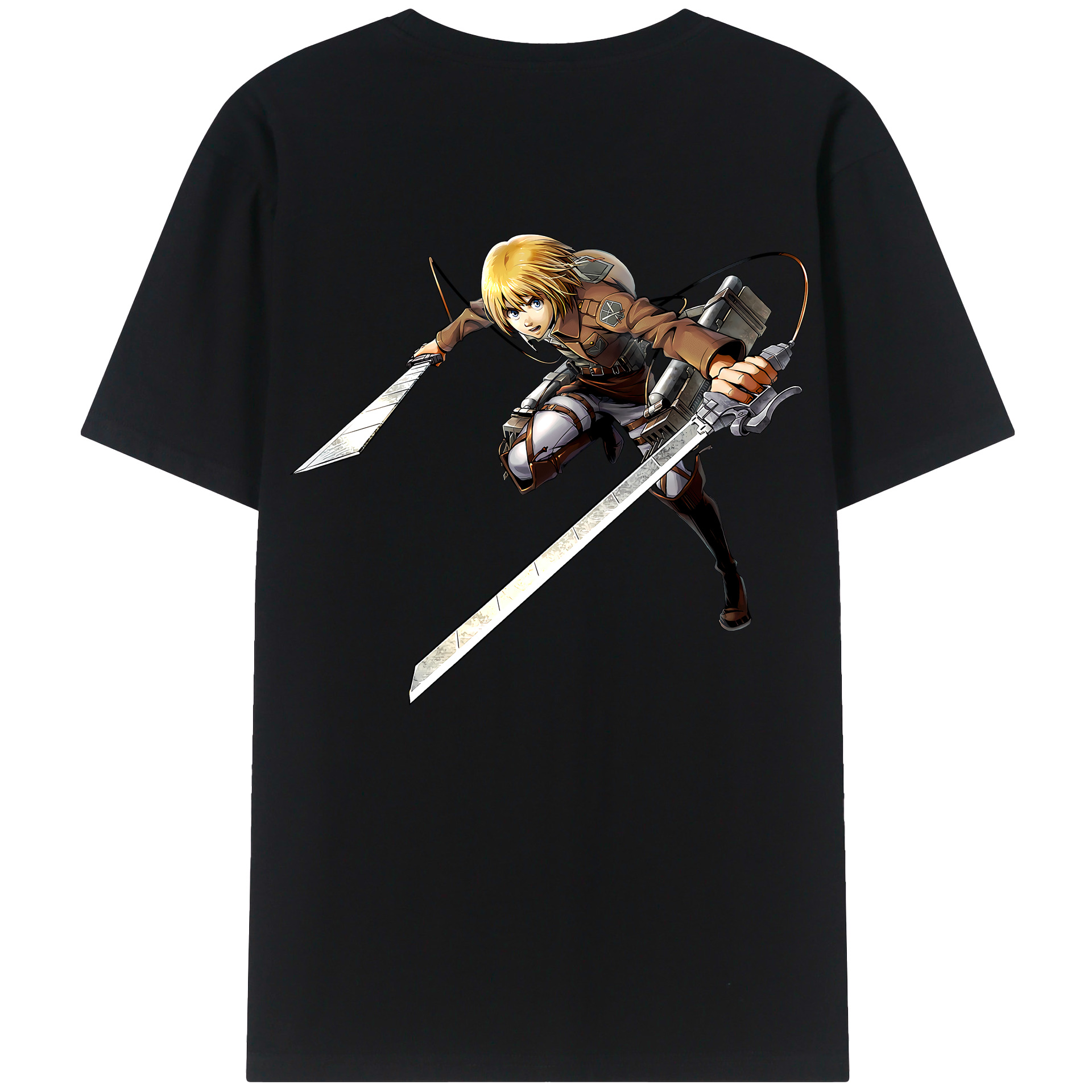 （画像用） 進撃の巨人 アルミン·アルレルト Attack on Titan Armin Arlert 綿100％ メンズ半袖Tシャツ（バックプリント） 通気性