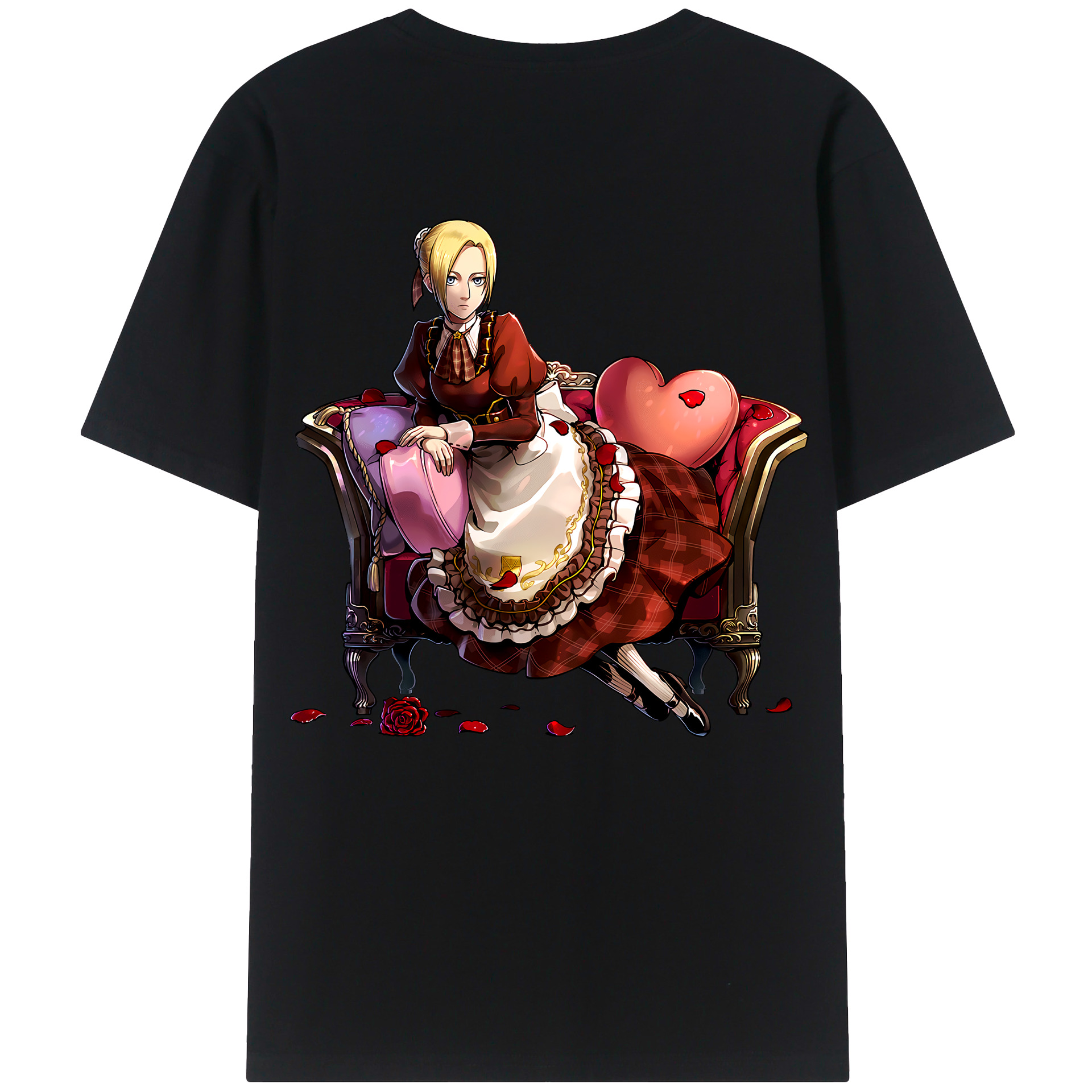 （画像用） 進撃の巨人 アニ・レオンハート Attack on Titan Annie Leonhart 綿100％ メンズ半袖Tシャツ（バックプリント） 通気性