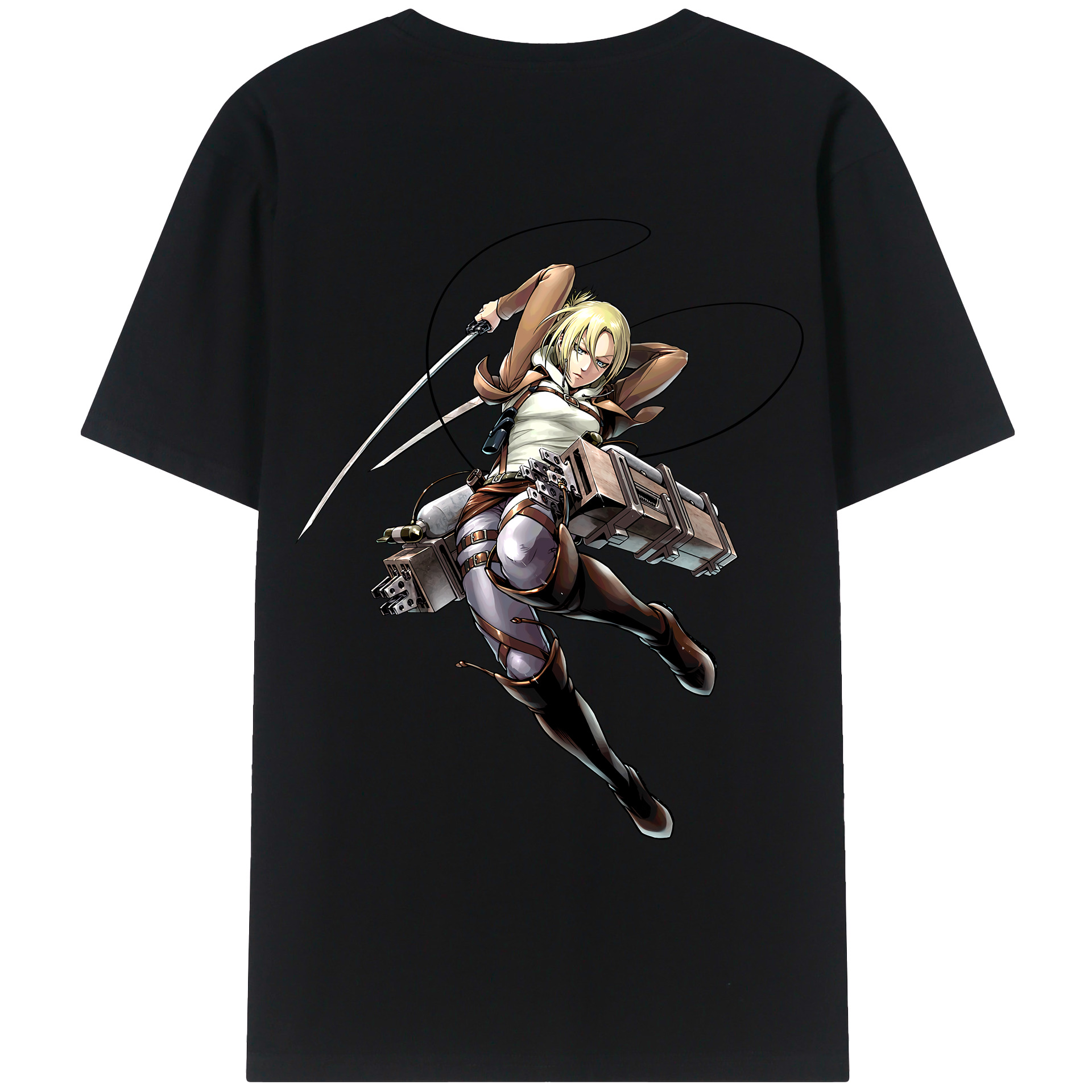 （画像用） 進撃の巨人 アニ・レオンハート Attack on Titan Annie Leonhart 綿100％ メンズ半袖Tシャツ（バックプリント） 通気性