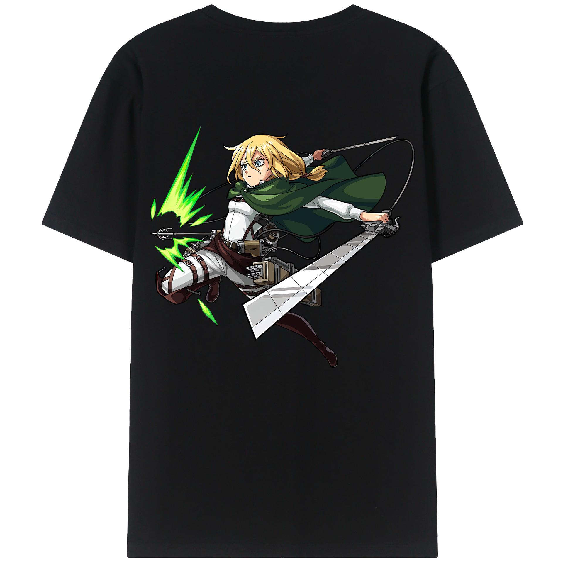 （画像用） 進撃の巨人 クリスタ·レンズ Attack on Titan Christa Lenz 綿100％ メンズ半袖Tシャツ（バックプリント） 通気性