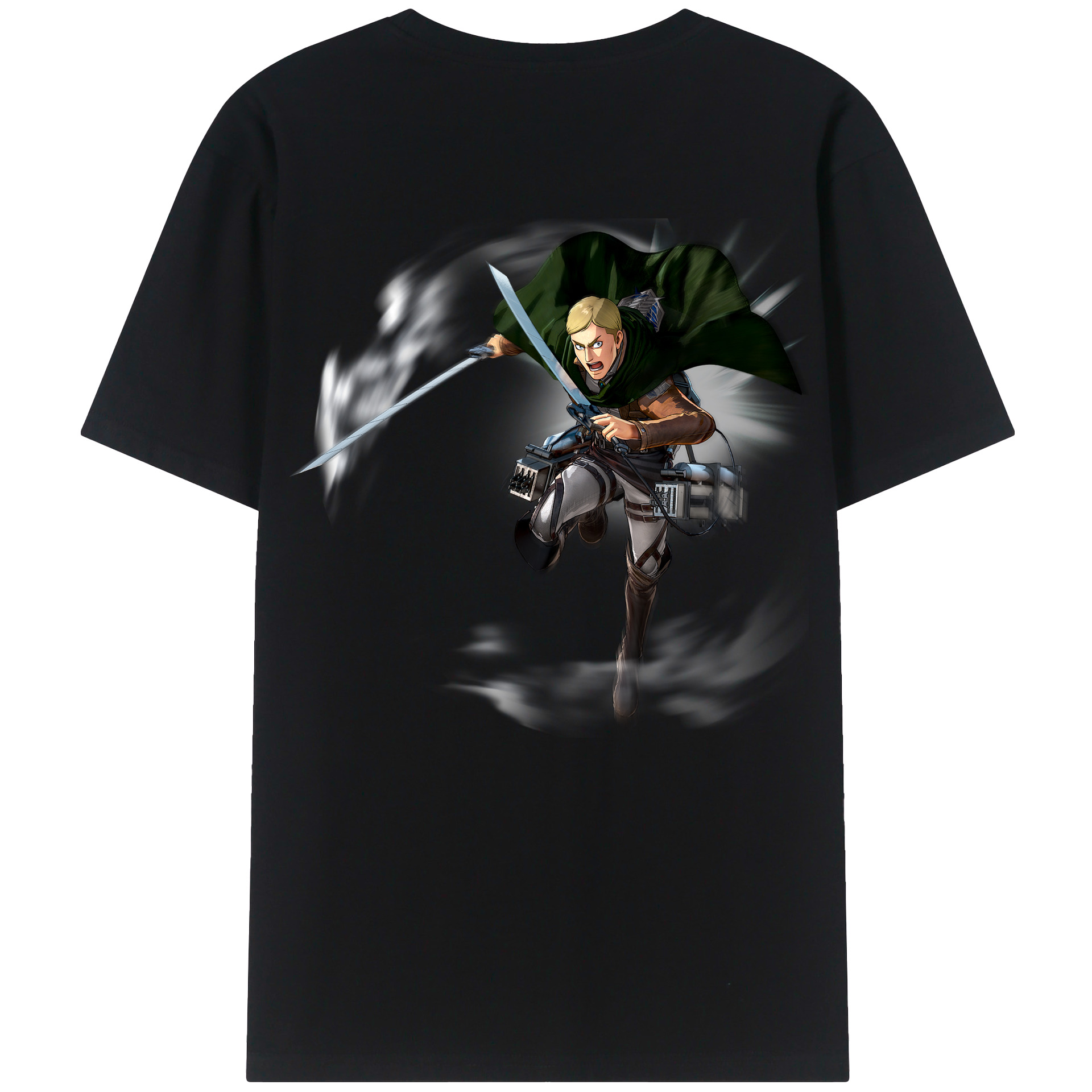 （画像用） 進撃の巨人 エルヴィン・スミス Attack on Titan Erwin Smith 綿100％ メンズ半袖Tシャツ（バックプリント） 通気性