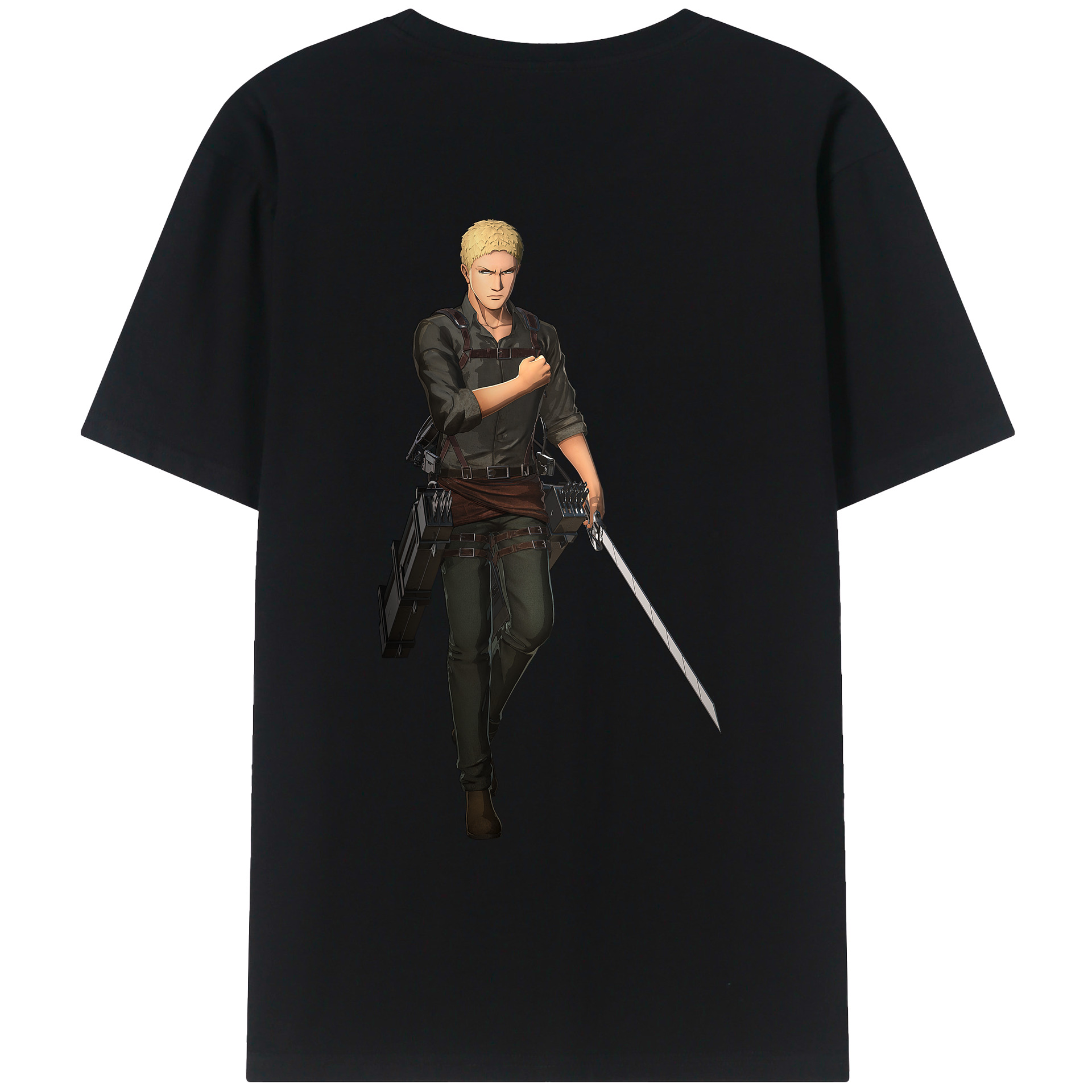 （画像用） 進撃の巨人 ライナー・ブラウン Attack on Titan Reiner Braun 綿100％ メンズ半袖Tシャツ（バックプリント） 通気性