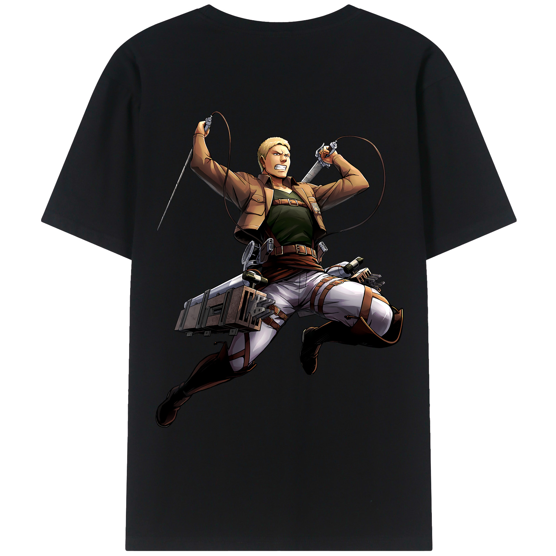 （画像用） 進撃の巨人 ライナー・ブラウン Attack on Titan Reiner Braun 綿100％ メンズ半袖Tシャツ（バックプリント） 通気性