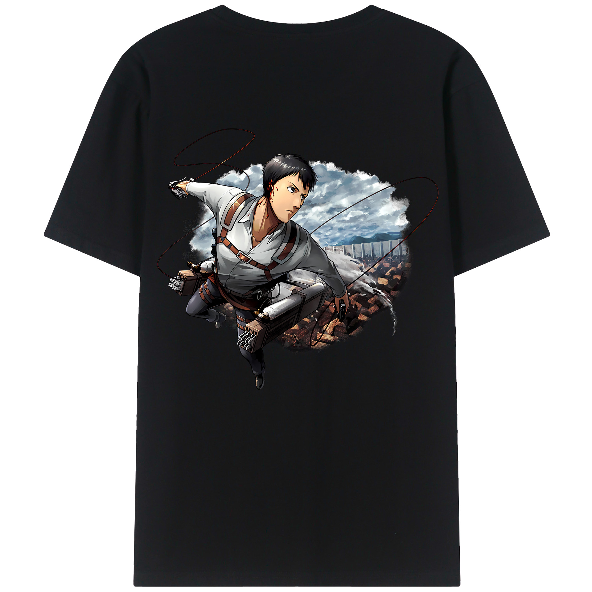 （画像用） 進撃の巨人 ベルトルト・フーバー Attack on Titan Bertholdt Hoover 綿100％ メンズ半袖Tシャツ（バックプリント） 通気性