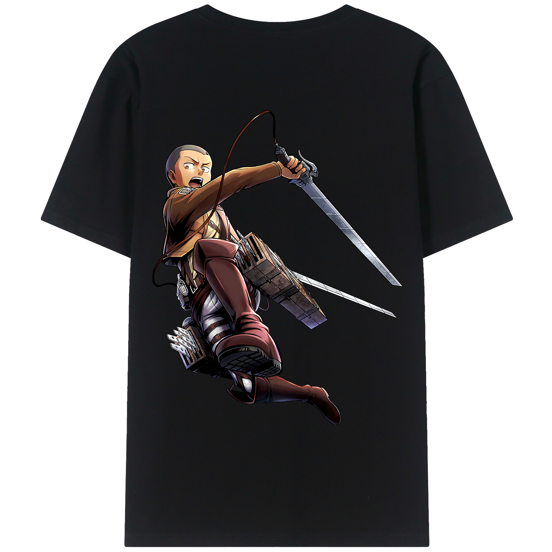 （画像用） 進撃の巨人 コニー·スプリンガー Attack on Titan Connie Springer 綿100％ メンズ半袖Tシャツ（バックプリント） 通気性