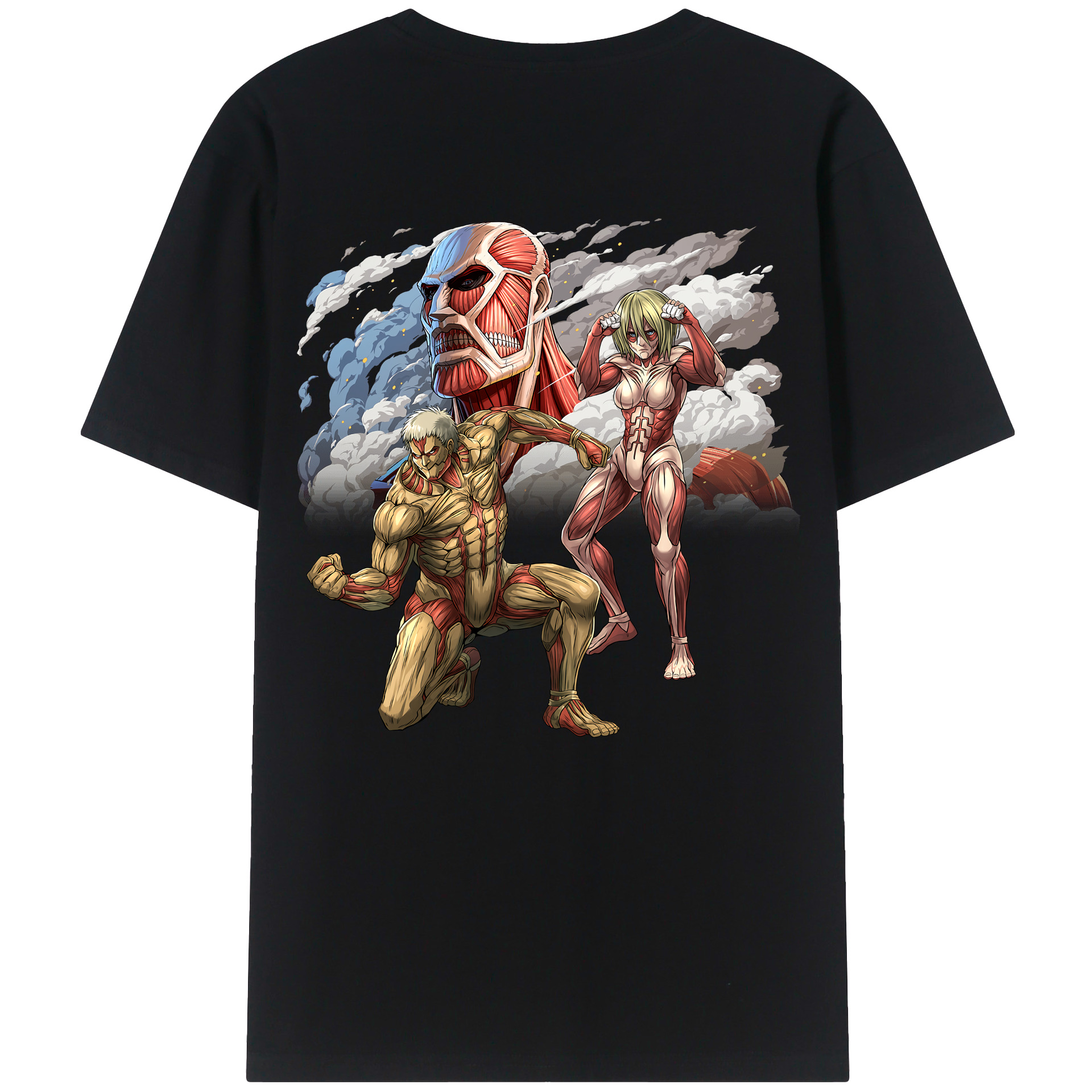 （画像用） 進撃の巨人 Attack on Titan 綿100％ メンズ半袖Tシャツ（バックプリント） 通気性
