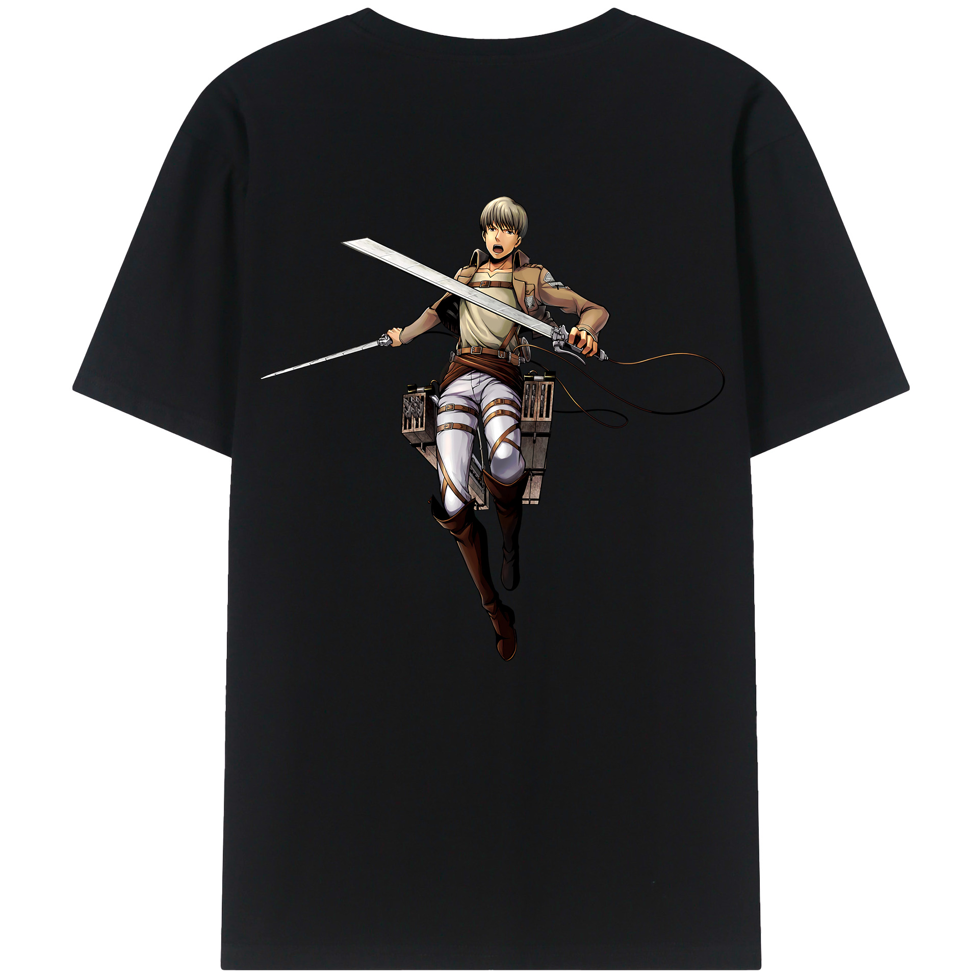 （画像用） 進撃の巨人 Attack on Titan 綿100％ メンズ半袖Tシャツ（バックプリント） 通気性