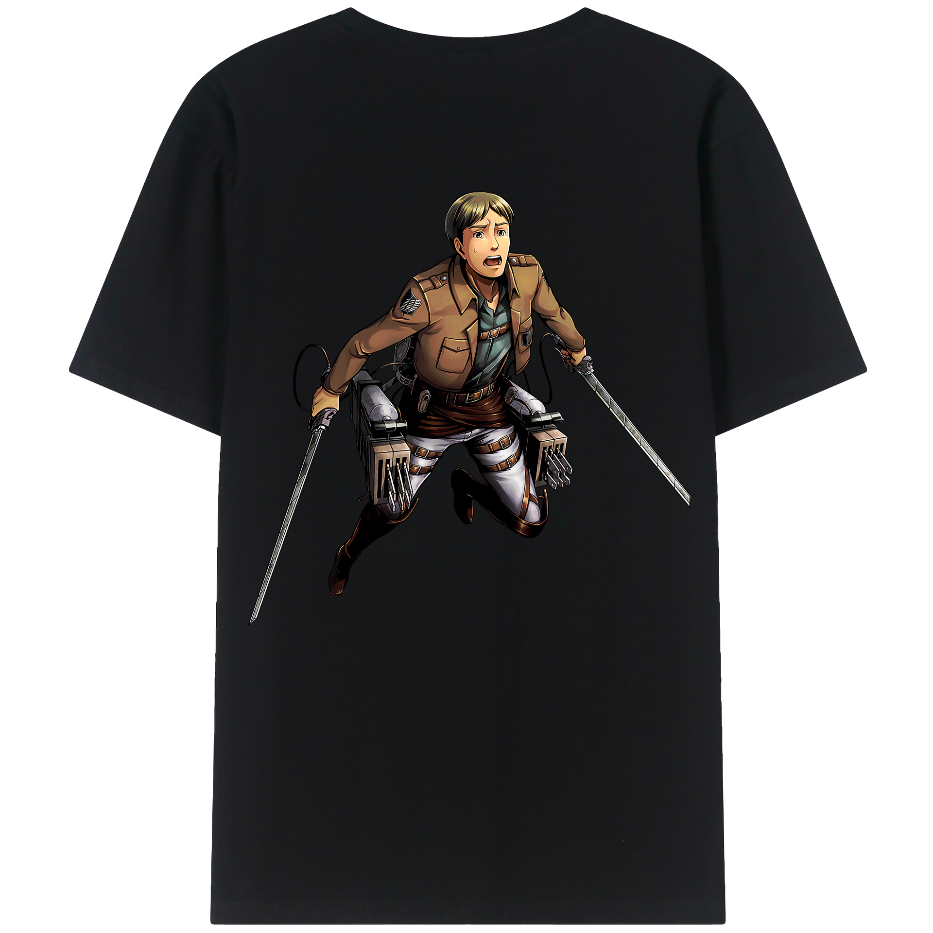 （画像用） 進撃の巨人 Attack on Titan 綿100％ メンズ半袖Tシャツ（バックプリント） 通気性