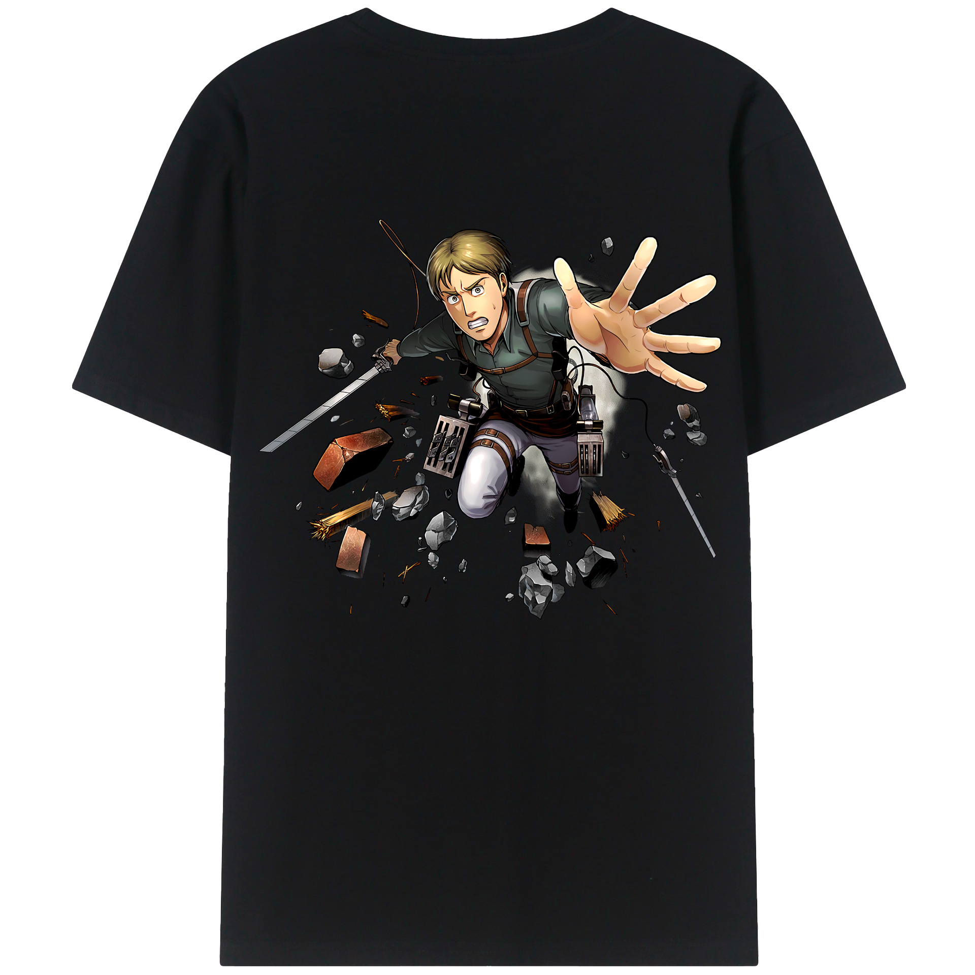 （画像用） 進撃の巨人 Attack on Titan 綿100％ メンズ半袖Tシャツ（バックプリント） 通気性