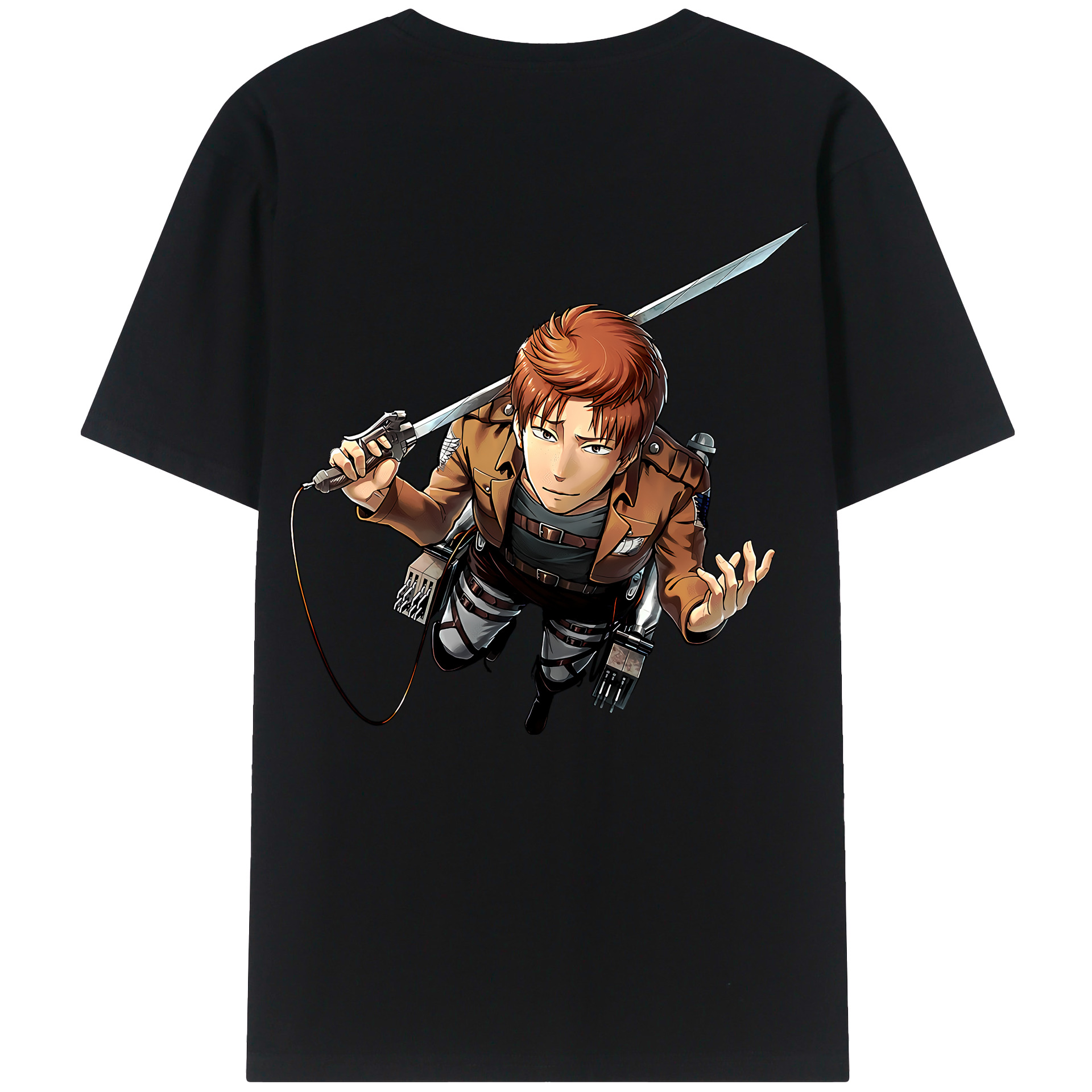 （画像用） 進撃の巨人 Attack on Titan 綿100％ メンズ半袖Tシャツ（バックプリント） 通気性