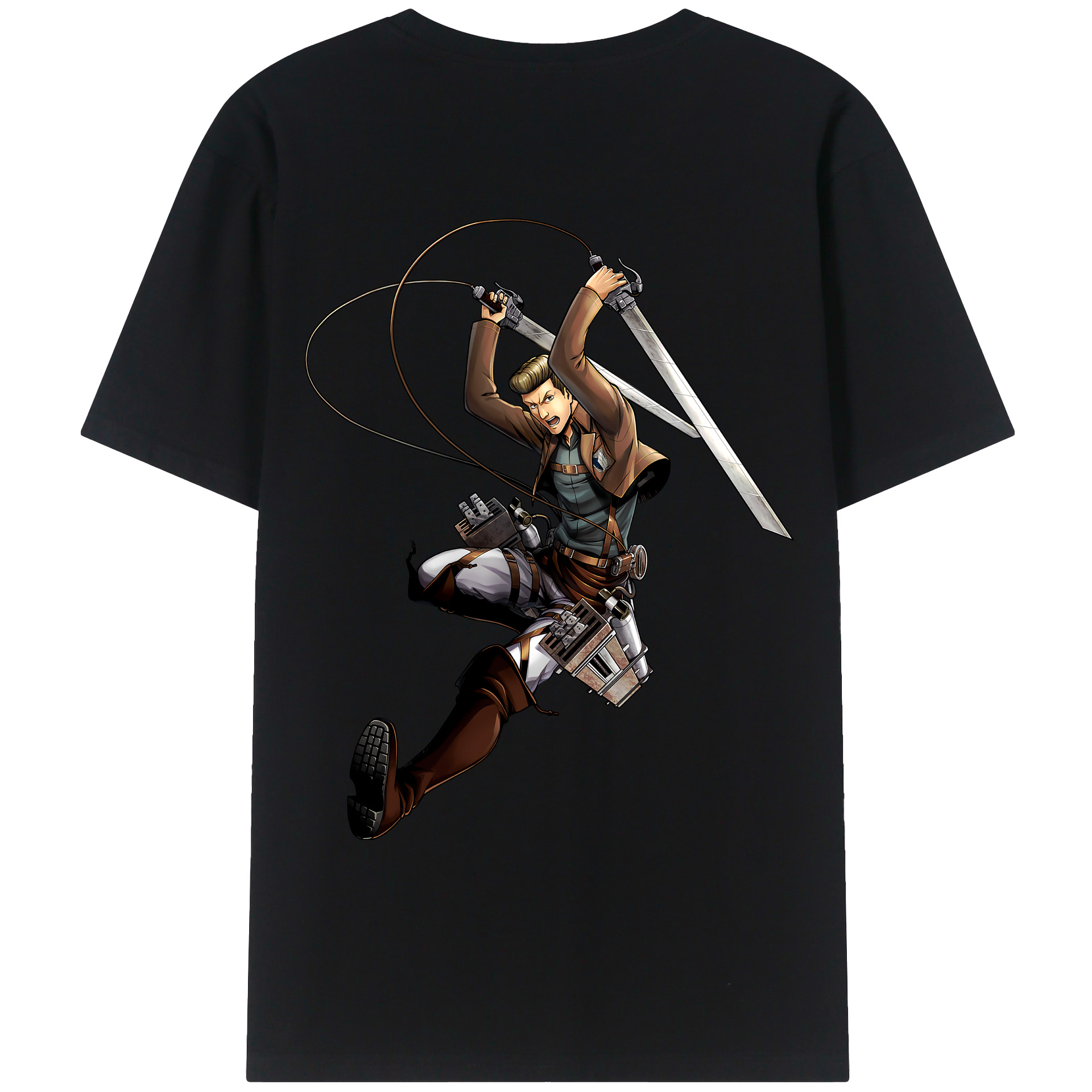 （画像用） 進撃の巨人 Attack on Titan 綿100％ メンズ半袖Tシャツ（バックプリント） 通気性