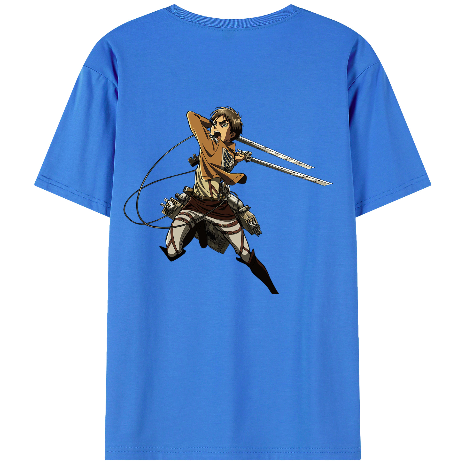 （画像用） 進撃の巨人 エレン･イェーガー Attack on Titan Eren Jäger 綿100％ メンズ半袖Tシャツ（バックプリント） 通気性