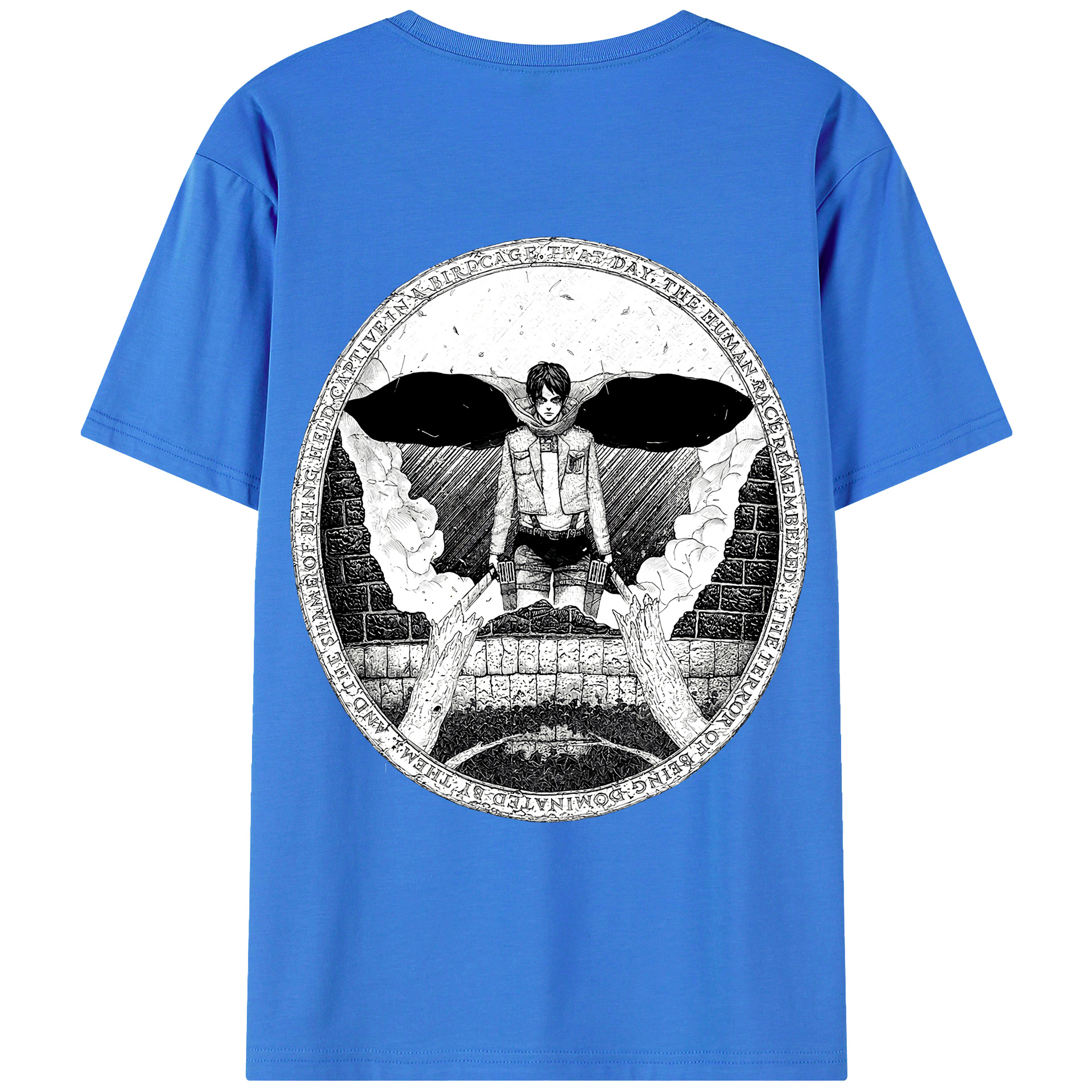 （画像用） 進撃の巨人 エレン･イェーガー Attack on Titan Eren Jäger 綿100％ メンズ半袖Tシャツ（バックプリント） 通気性