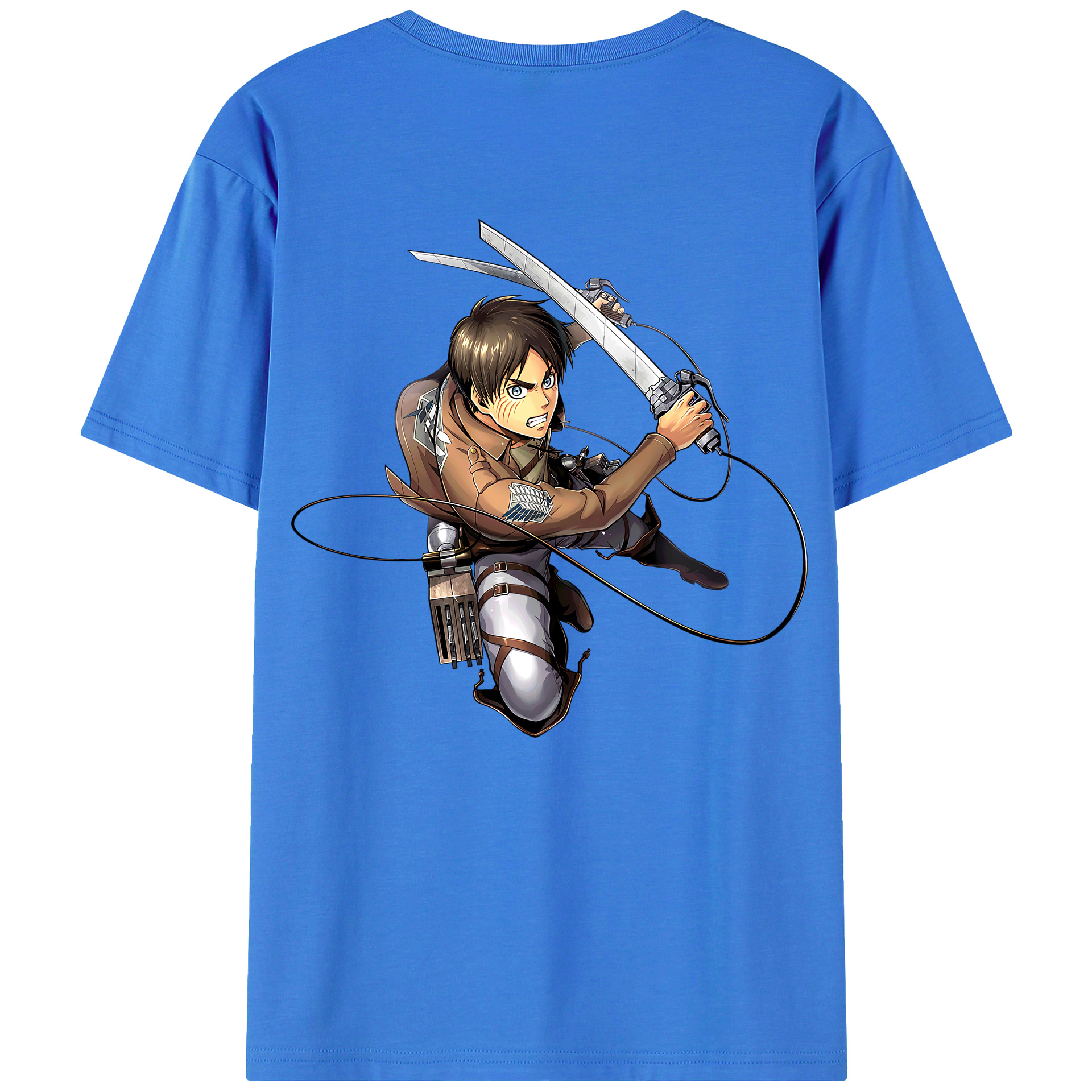 （画像用） 進撃の巨人 エレン･イェーガー Attack on Titan Eren Jäger 綿100％ メンズ半袖Tシャツ（バックプリント） 通気性