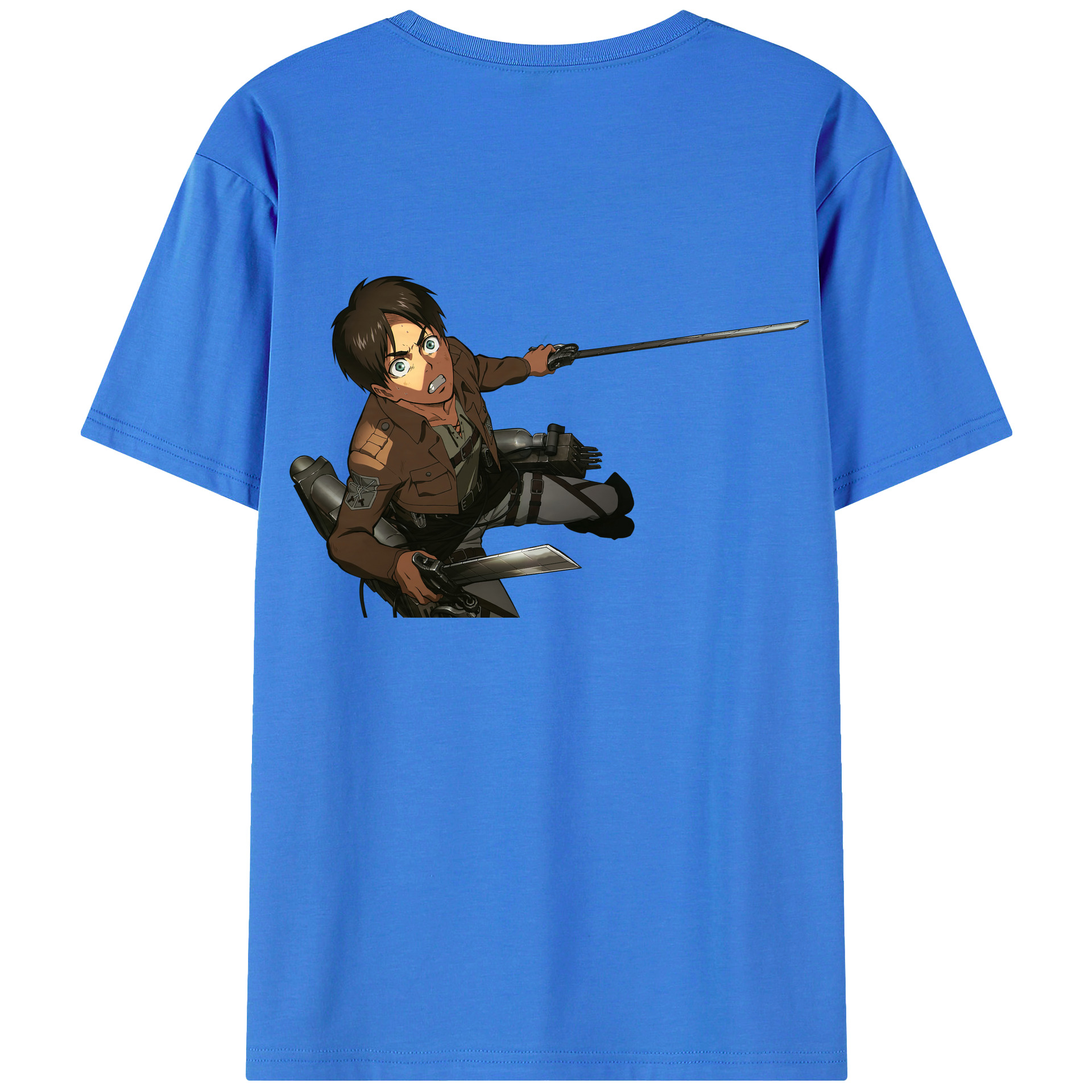（画像用） 進撃の巨人 エレン･イェーガー Attack on Titan Eren Jäger 綿100％ メンズ半袖Tシャツ（バックプリント） 通気性