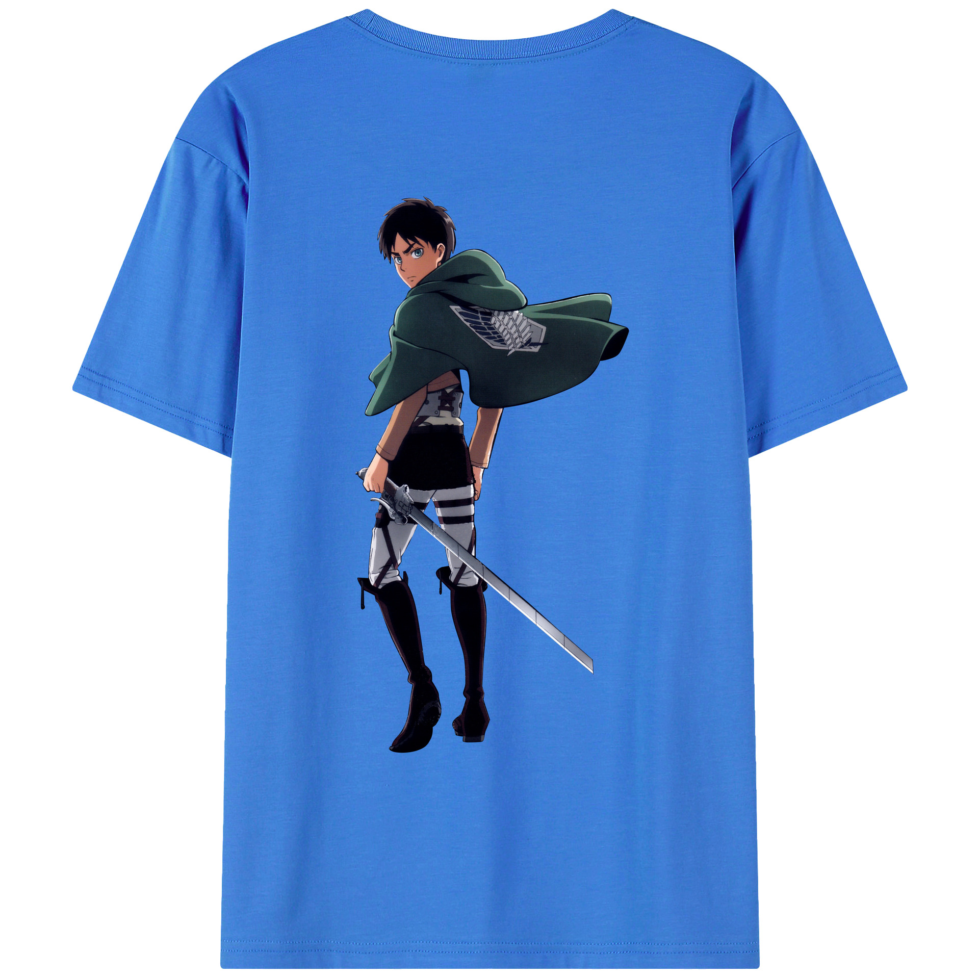 （画像用） 進撃の巨人 エレン･イェーガー Attack on Titan Eren Jäger 綿100％ メンズ半袖Tシャツ（バックプリント） 通気性