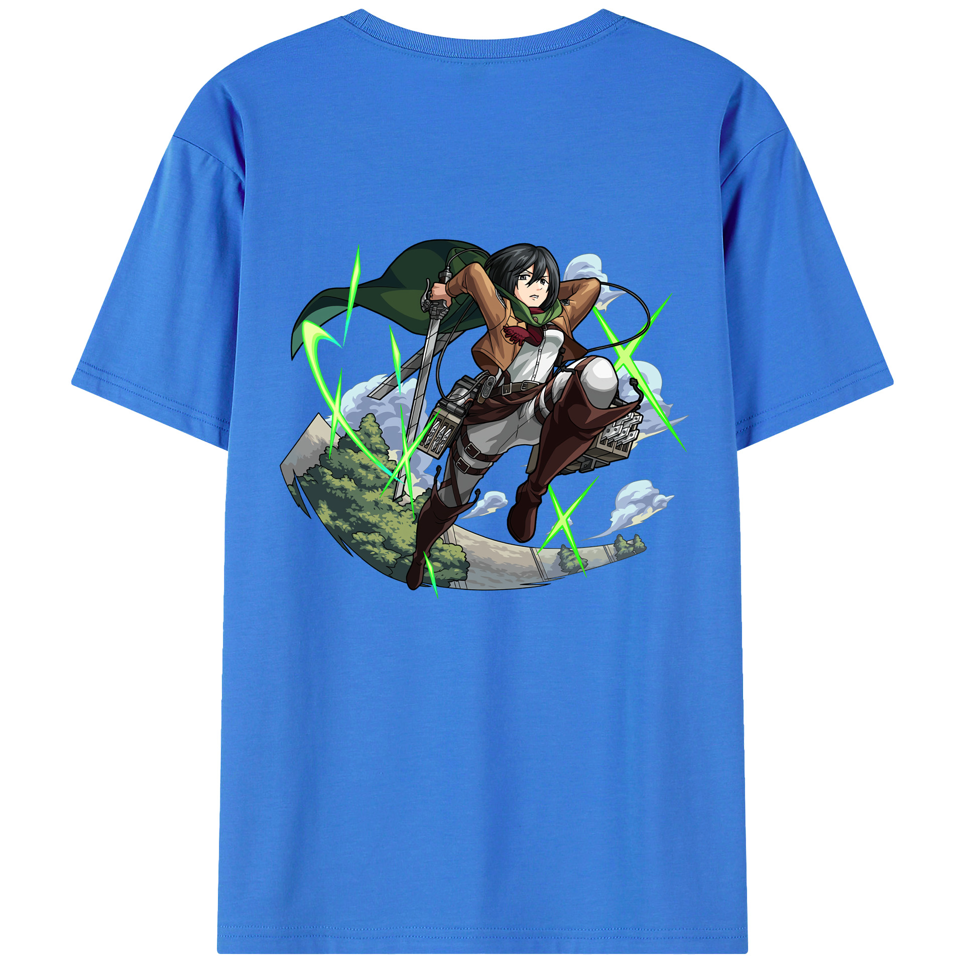 （画像用） 進撃の巨人 ミカサ·アッカーマン Attack on Titan Mikasa Ackerman 綿100％ メンズ半袖Tシャツ（バックプリント） 通気性