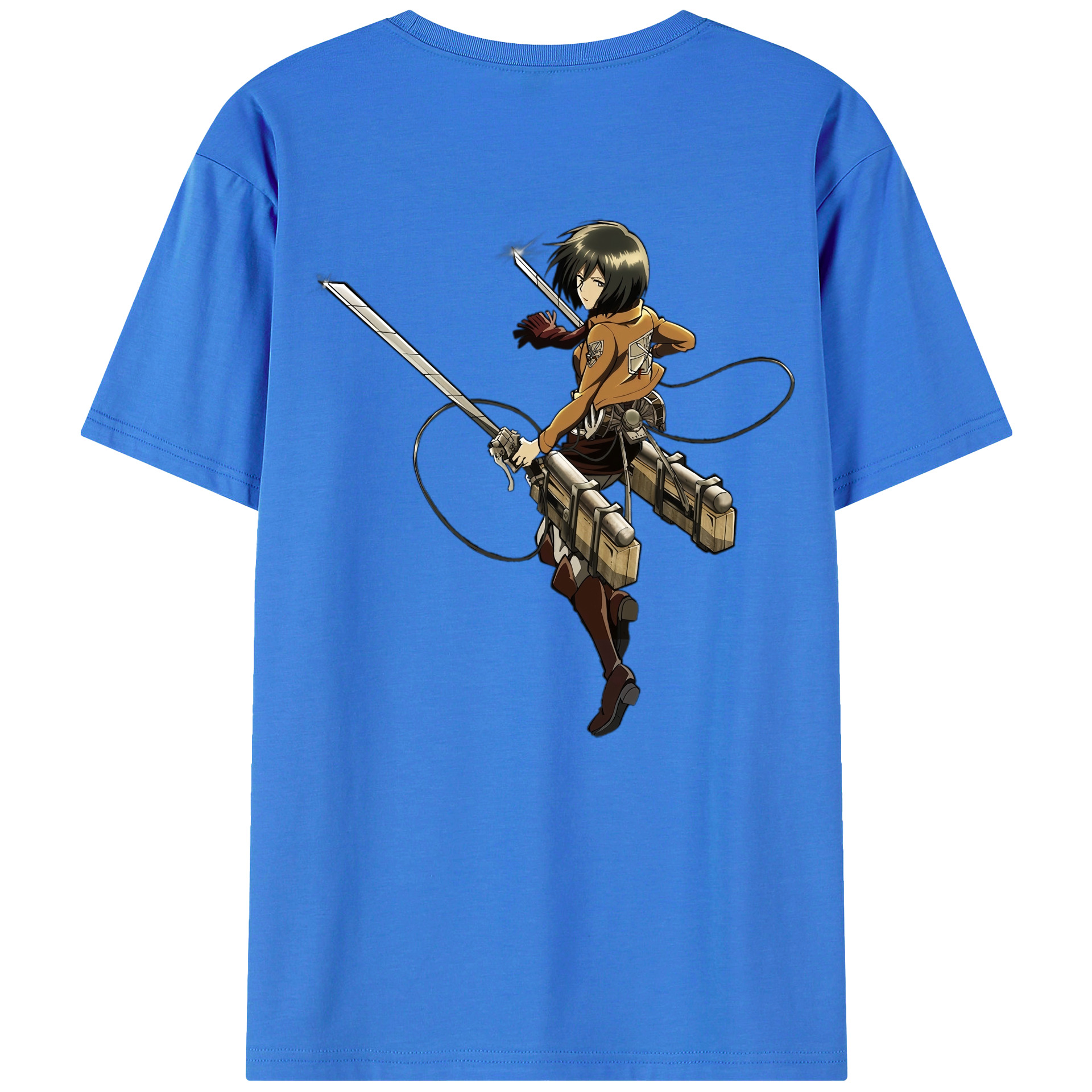 （画像用） 進撃の巨人 ミカサ·アッカーマン Attack on Titan Mikasa Ackerman 綿100％ メンズ半袖Tシャツ（バックプリント） 通気性