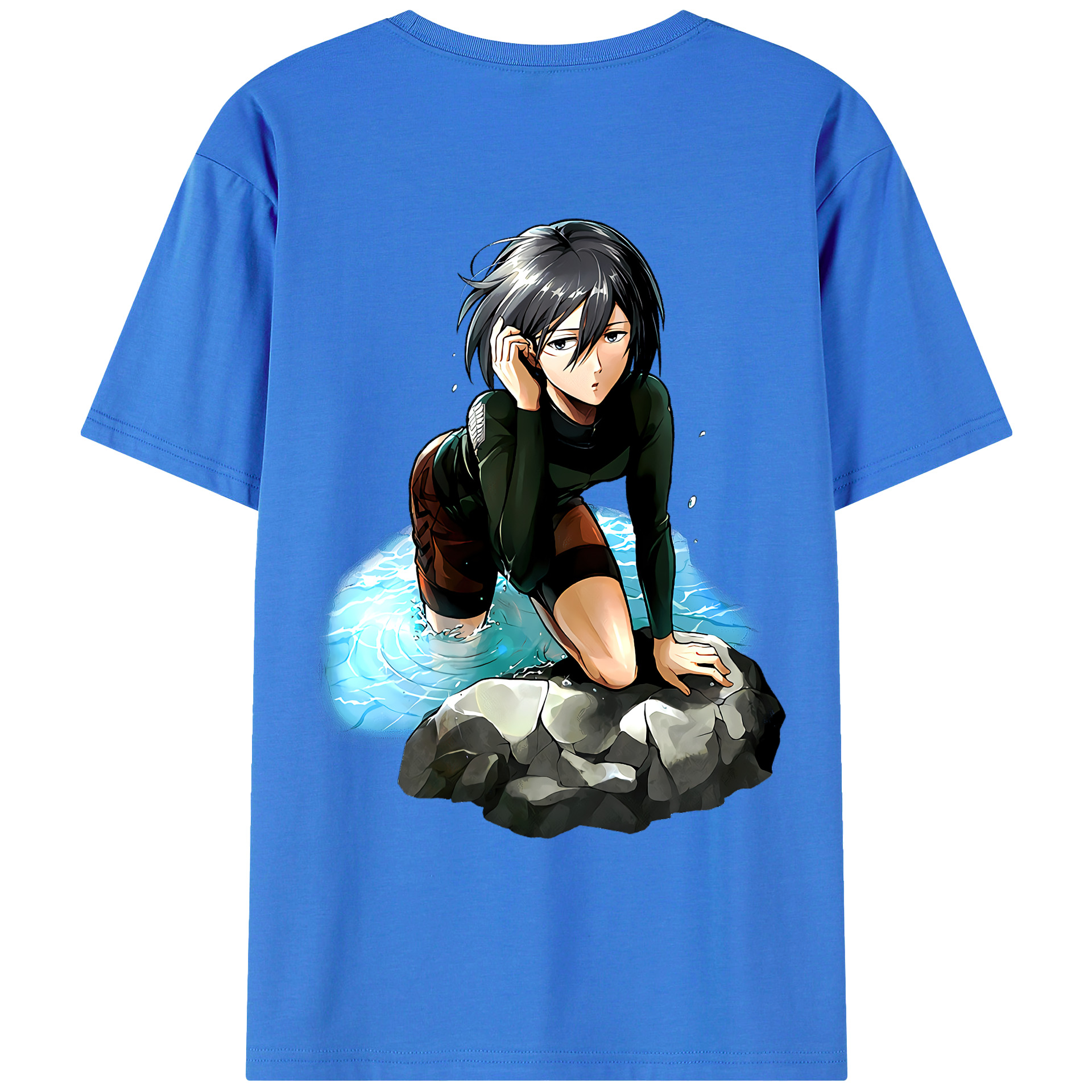 （画像用） 進撃の巨人 ミカサ·アッカーマン Attack on Titan Mikasa Ackerman 綿100％ メンズ半袖Tシャツ（バックプリント） 通気性