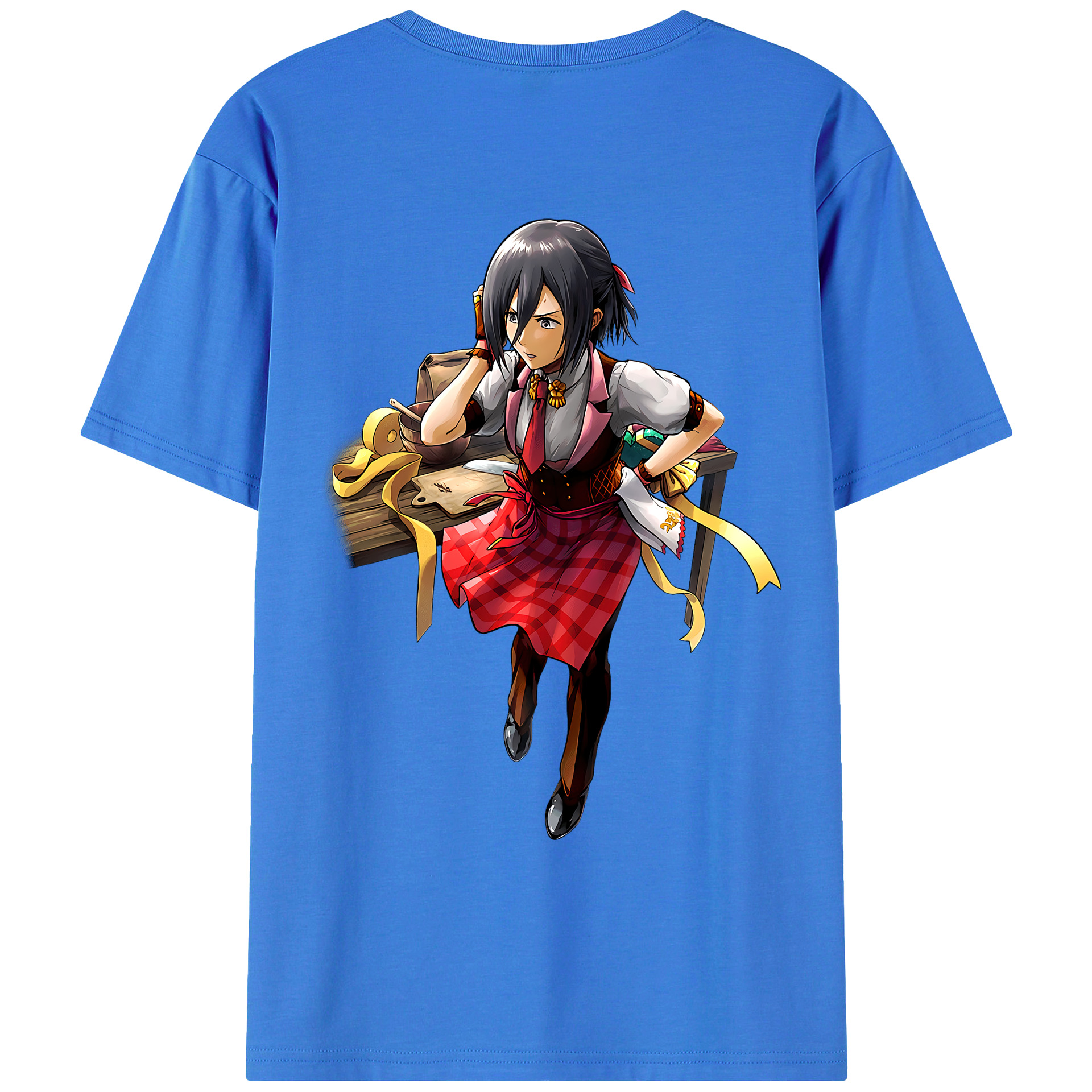 （画像用） 進撃の巨人 ミカサ·アッカーマン Attack on Titan Mikasa Ackerman 綿100％ メンズ半袖Tシャツ（バックプリント） 通気性