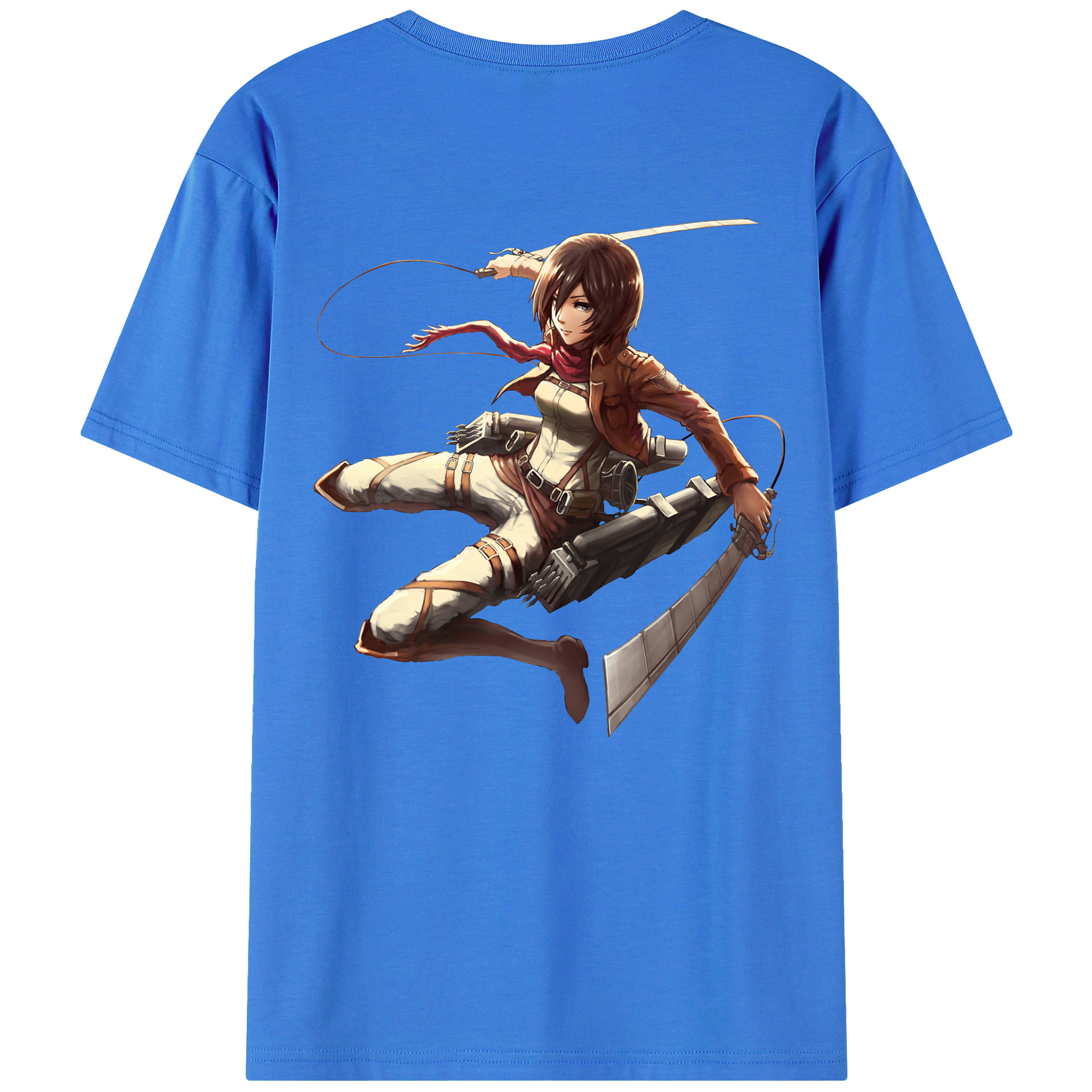 （画像用） 進撃の巨人 ミカサ·アッカーマン Attack on Titan Mikasa Ackerman 綿100％ メンズ半袖Tシャツ（バックプリント） 通気性