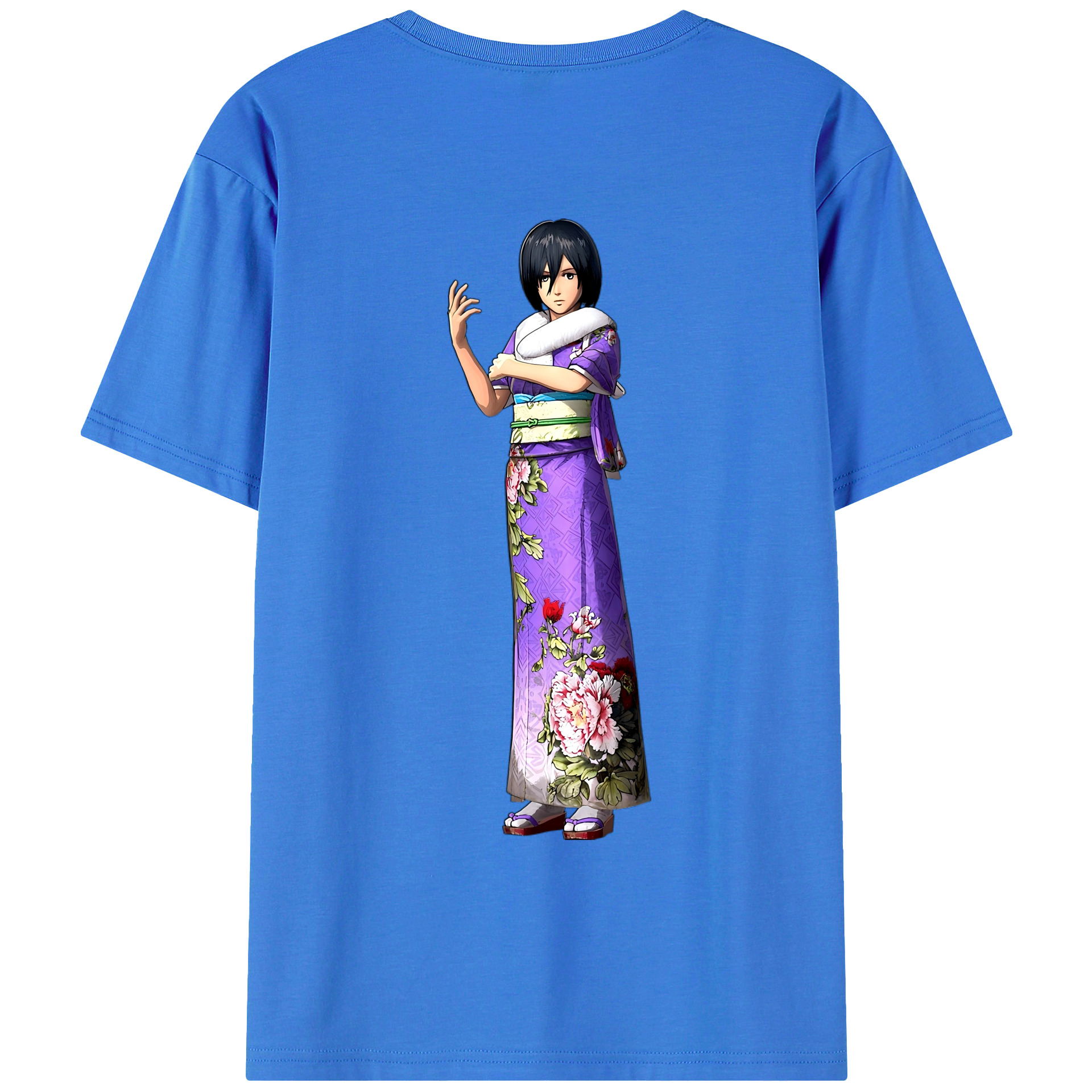 （画像用） 進撃の巨人 ミカサ·アッカーマン Attack on Titan Mikasa Ackerman 綿100％ メンズ半袖Tシャツ（バックプリント） 通気性