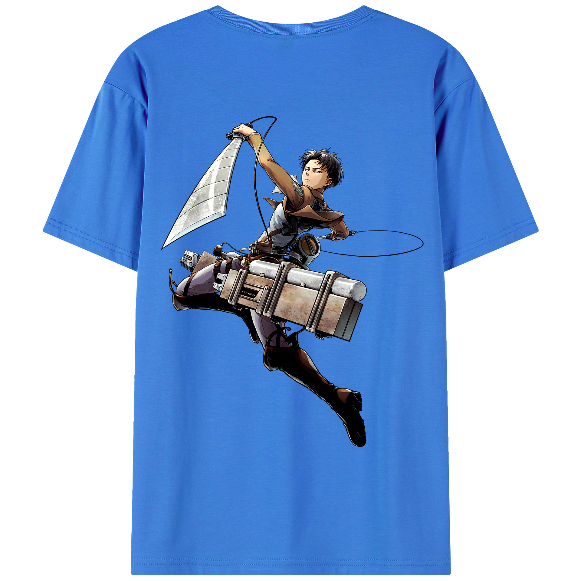（画像用） 進撃の巨人 リヴァイ·アッカーマン Attack on Titan Levi Ackerman 綿100％ メンズ半袖Tシャツ（バックプリント） 通気性