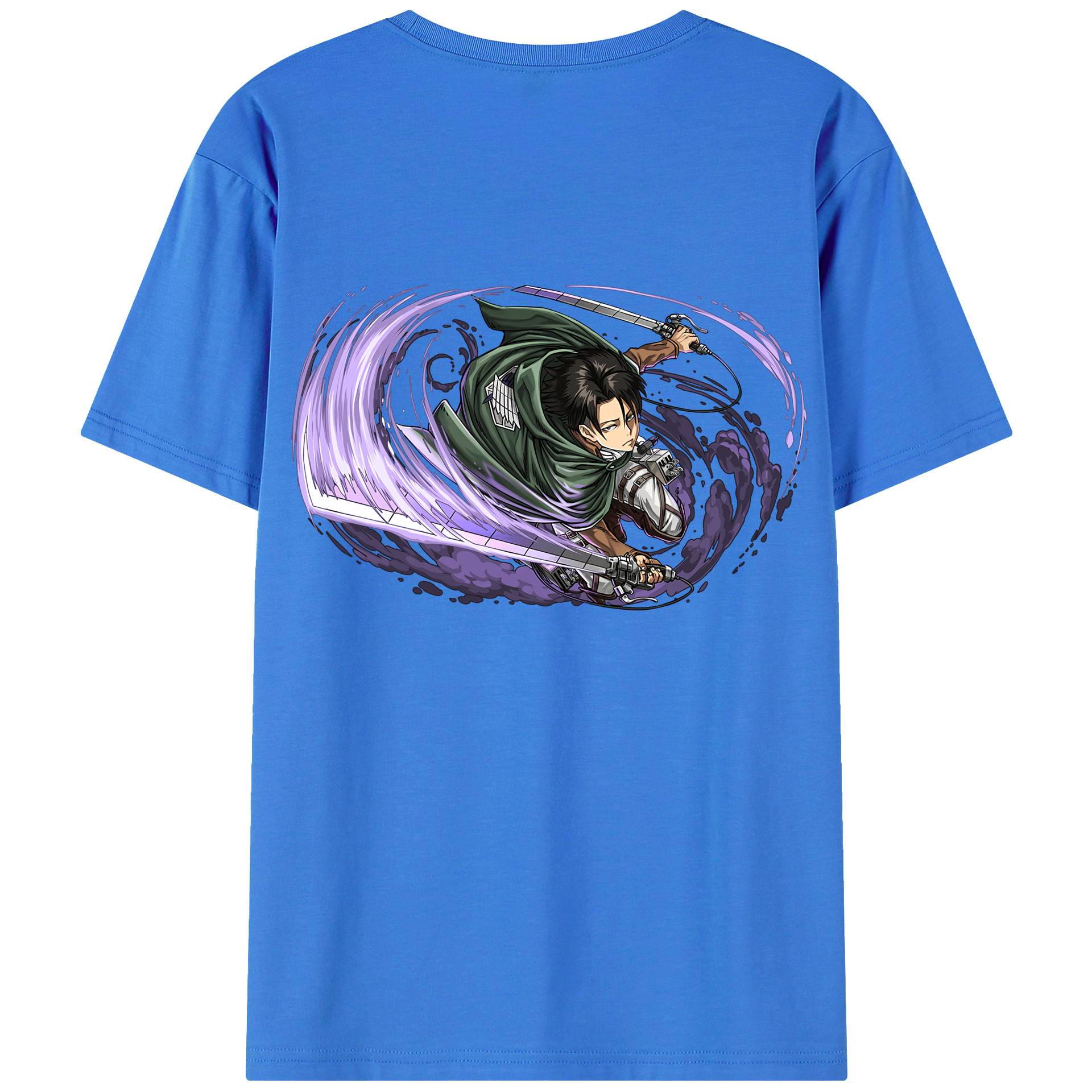 （画像用） 進撃の巨人 リヴァイ·アッカーマン Attack on Titan Levi Ackerman 綿100％ メンズ半袖Tシャツ（バックプリント） 通気性