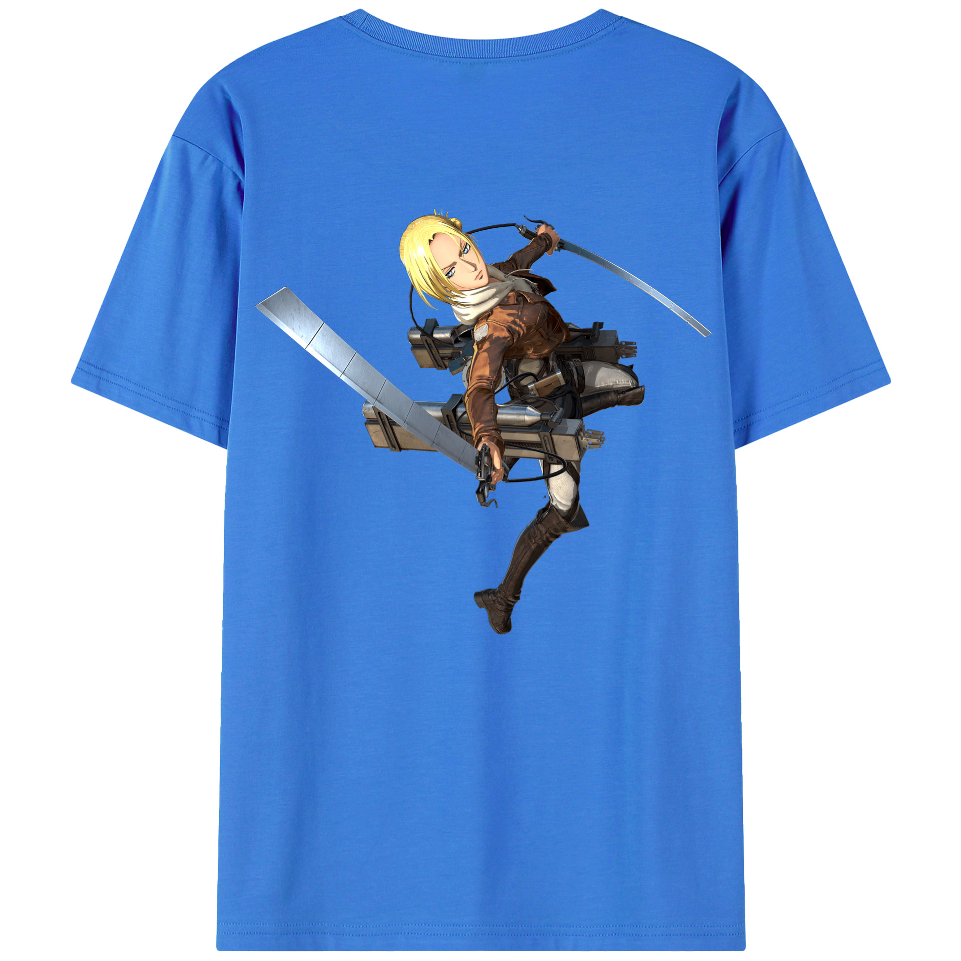 （画像用） 進撃の巨人 アニ・レオンハート Attack on Titan Annie Leonhart 綿100％ メンズ半袖Tシャツ（バックプリント） 通気性