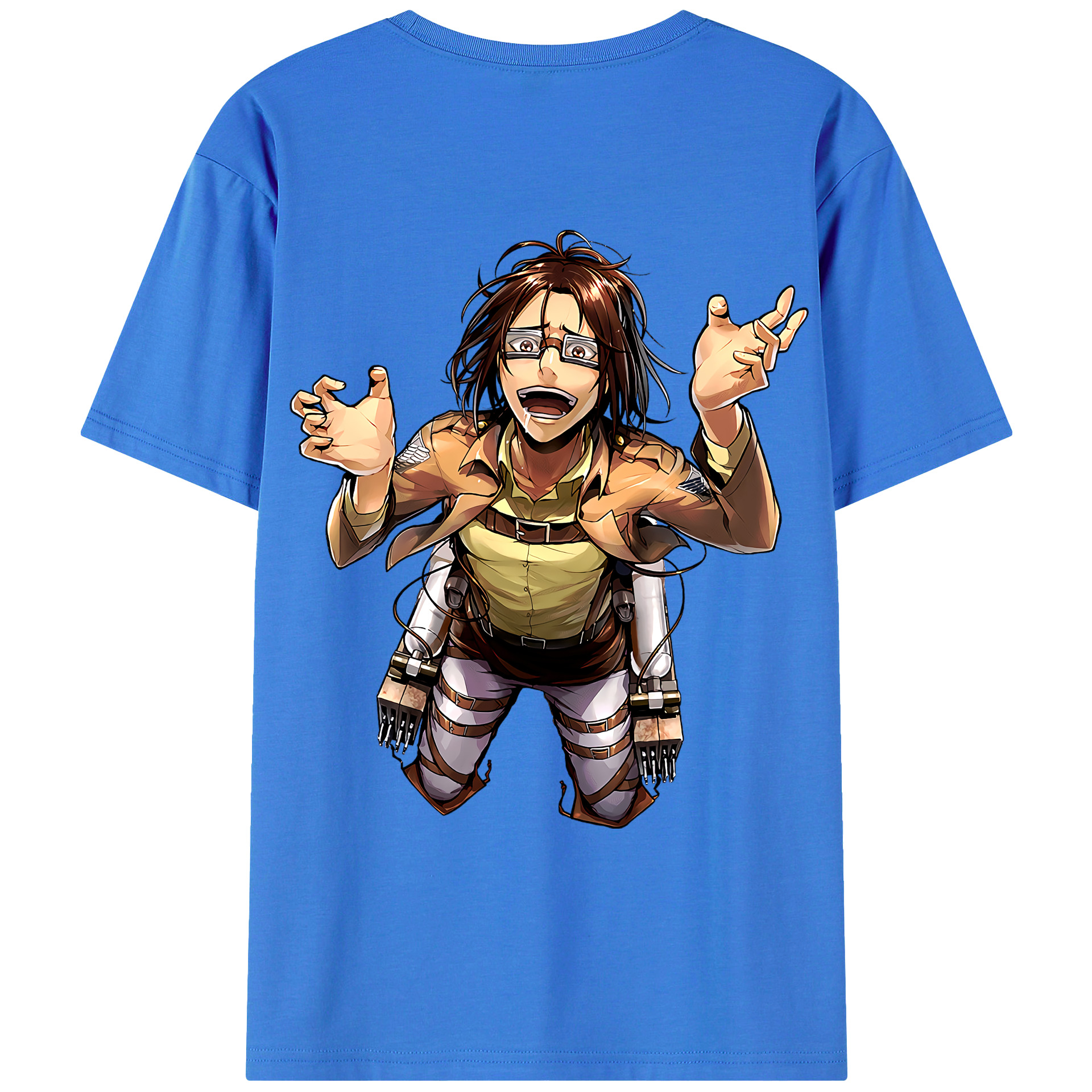 （画像用） 進撃の巨人 ハンジ·ゾエ Attack on Titan Hanji Zoe 綿100％ メンズ半袖Tシャツ（バックプリント） 通気性