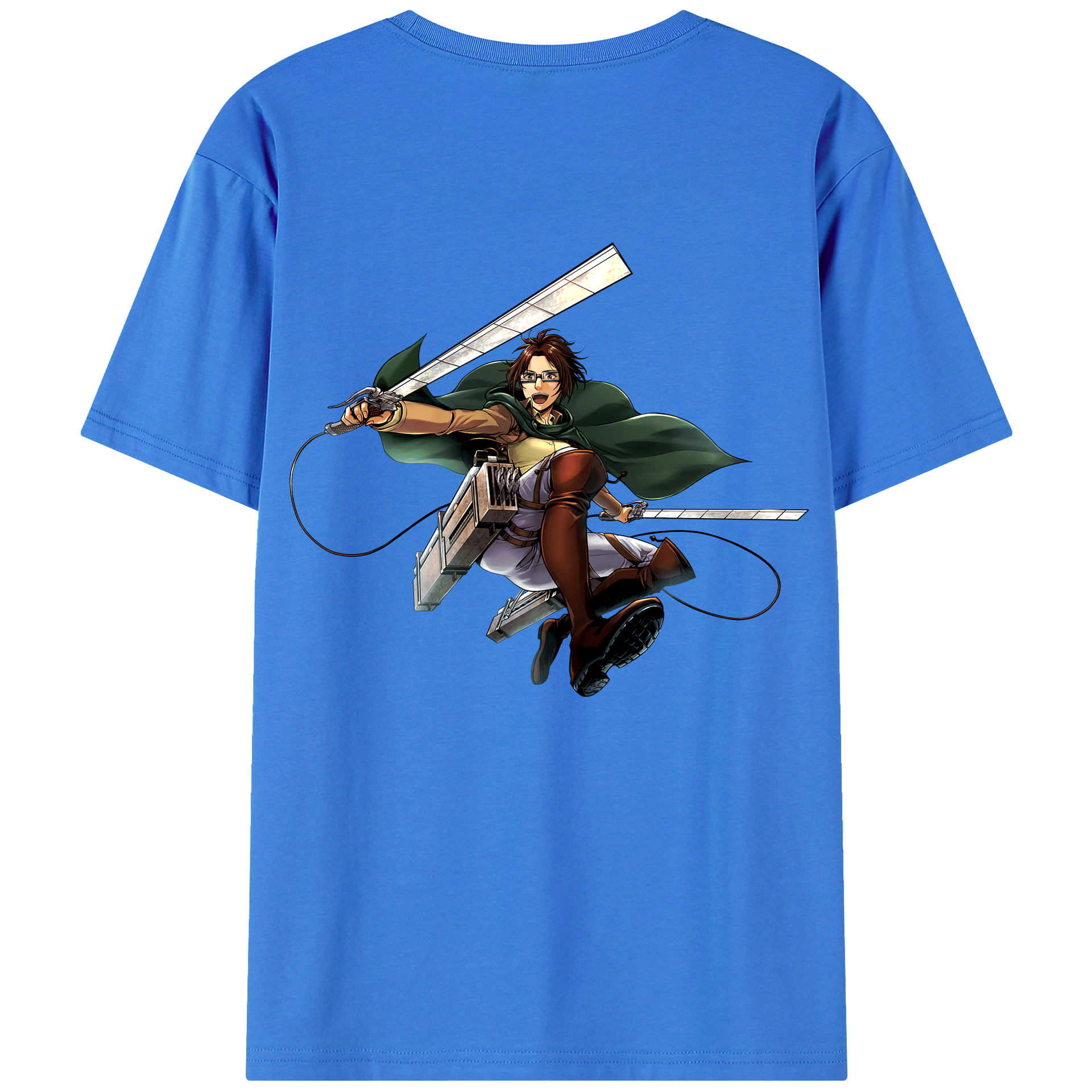 （画像用） 進撃の巨人 ハンジ·ゾエ Attack on Titan Hanji Zoe 綿100％ メンズ半袖Tシャツ（バックプリント） 通気性