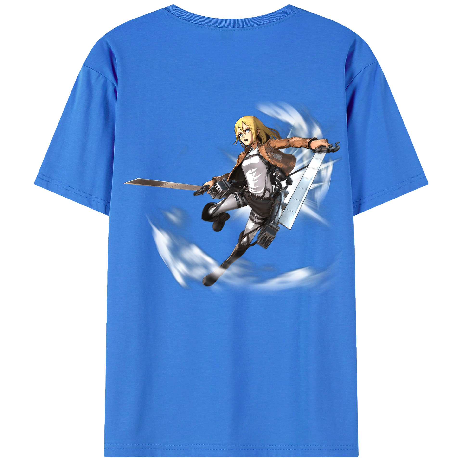（画像用） 進撃の巨人 クリスタ·レンズ Attack on Titan Christa Lenz 綿100％ メンズ半袖Tシャツ（バックプリント） 通気性